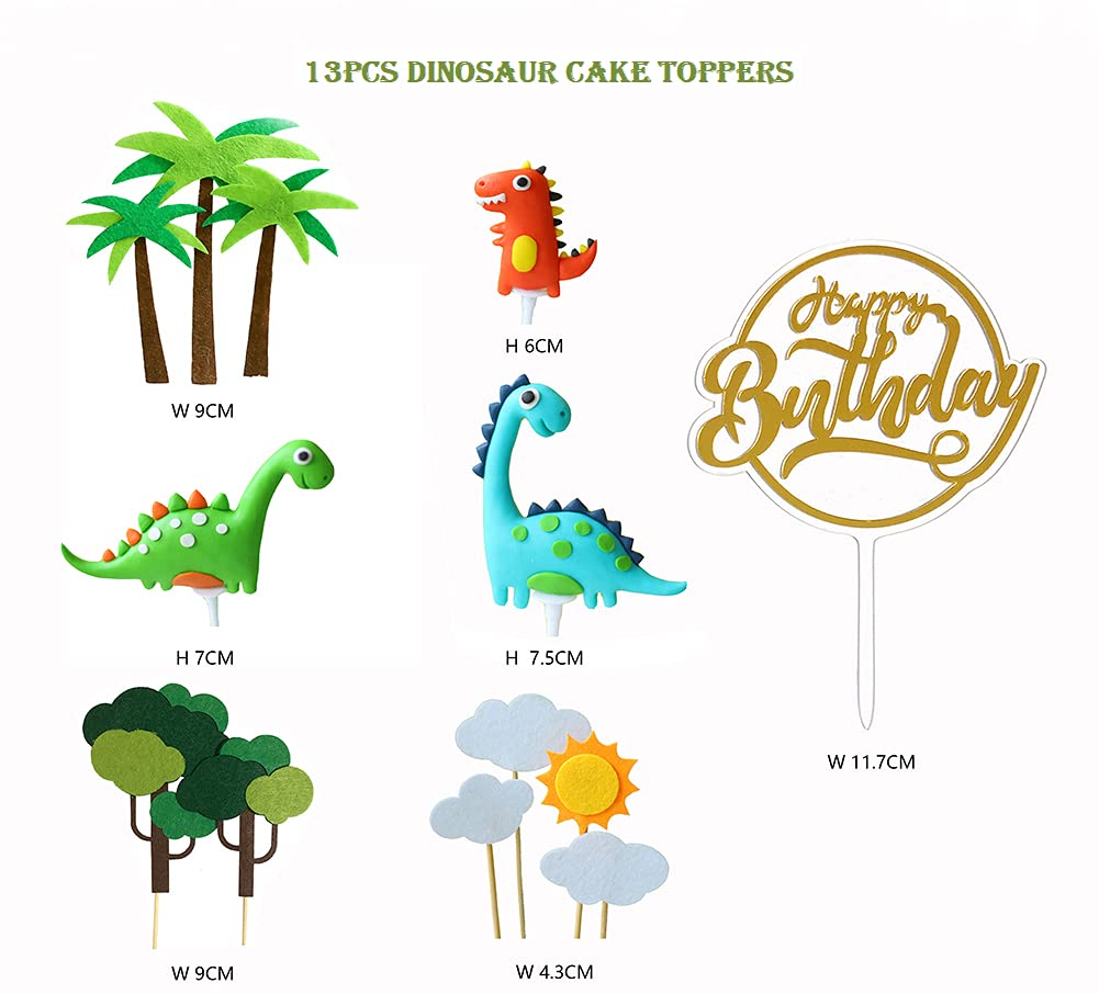 Dinosaur Cake Decorations Cupcake Topper Dinosaur Cake Toppers For Kids Birthday Baby Shower Party Supplies 13Pcs