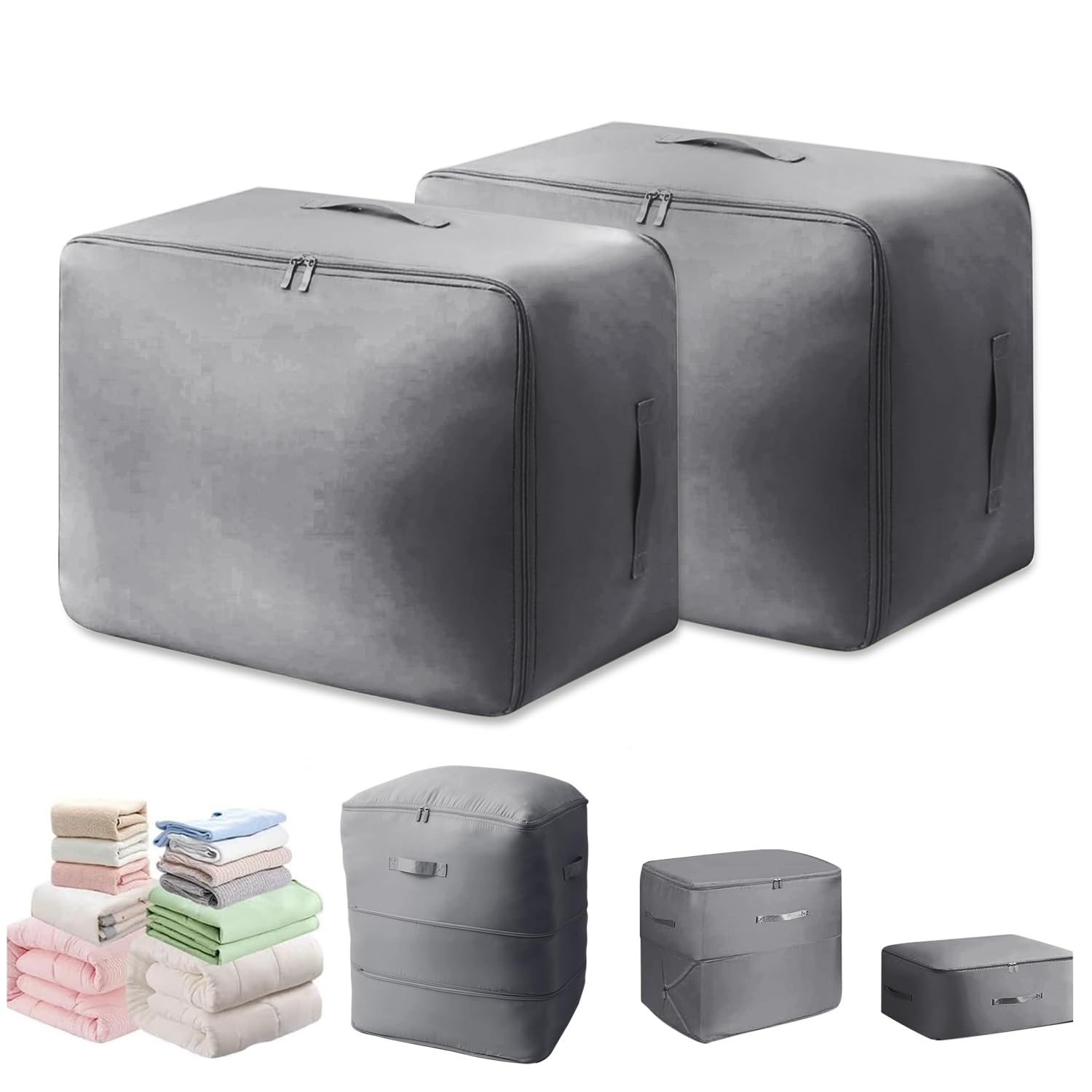 Hokipo Ultra Space Saving Self Compression Organizer 3Layer Zipper Large Capacity Storage Bag, Waterproof Satin Fabric Heavy Du