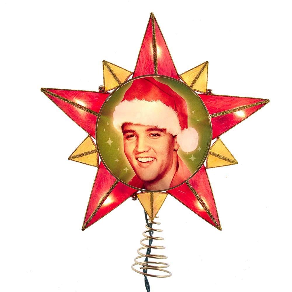 Elvis Presley 10-Light Elvis Capiz Star Treetop Tree Topper, Multi ...
