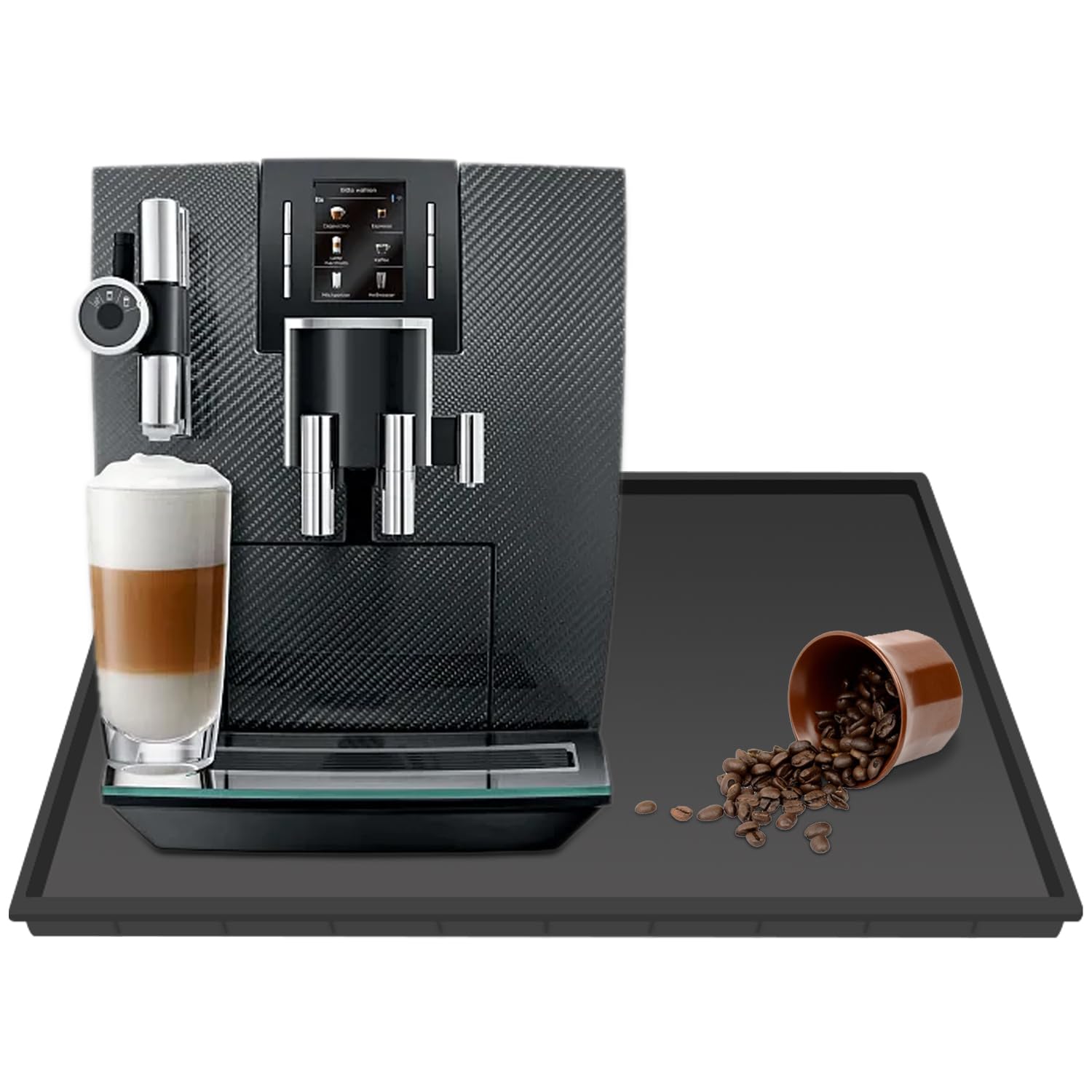 Pivby Silicone Mat Under Coffee Machine With Lip Coffee Maker Appliance Automatic Machines Espresso Accessory Black Multifunctio