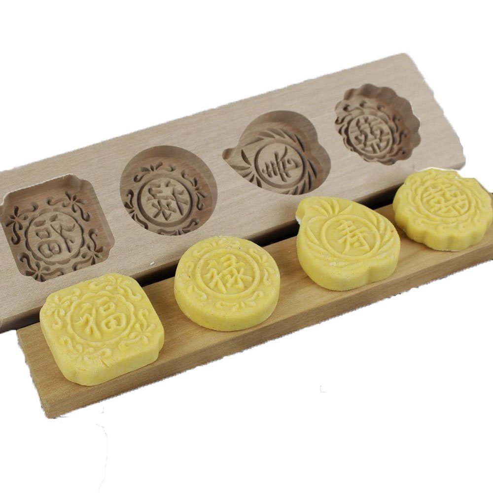 Jklcom Moon Cake Mold Wooden Chinese Mooncake Mold Mooncake Mold Press Wooden Cookie Mold Baking Mold Mid-Autumn Festival Moonca