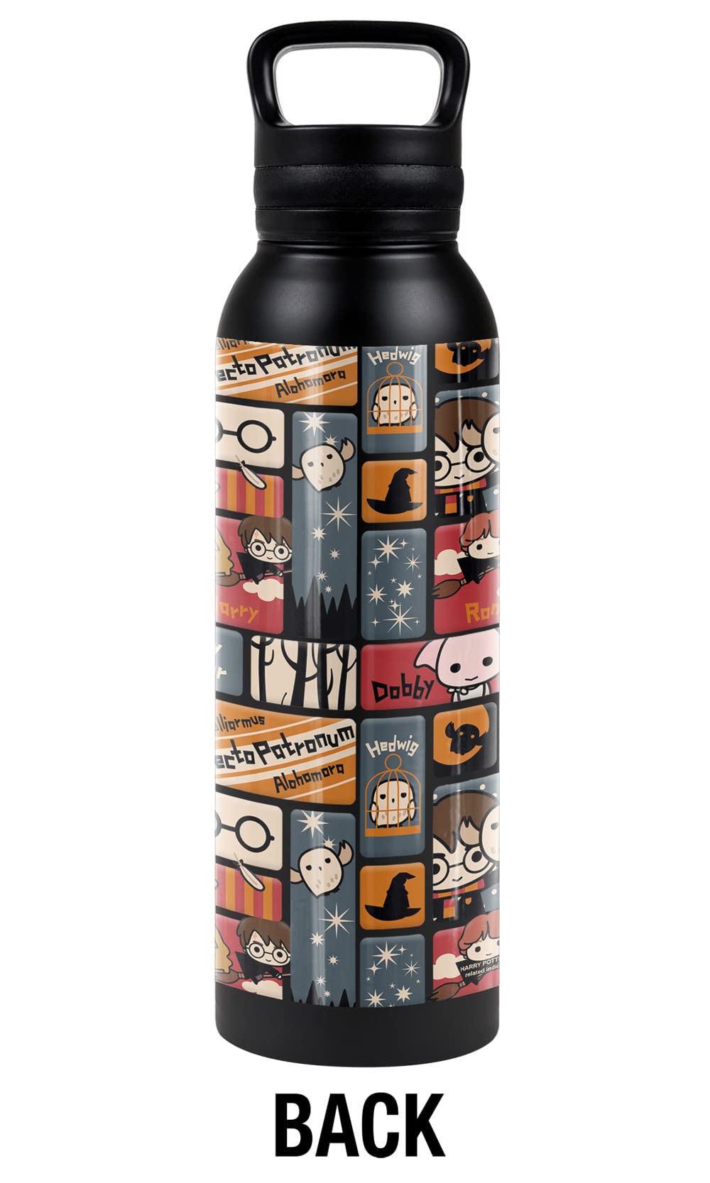 Harry Potter Official Cute Chibi Pattern 24 Oz Insulated Canteen Water Bottle, Leak Resistant, Vacuum Insulated Stainless Steel
