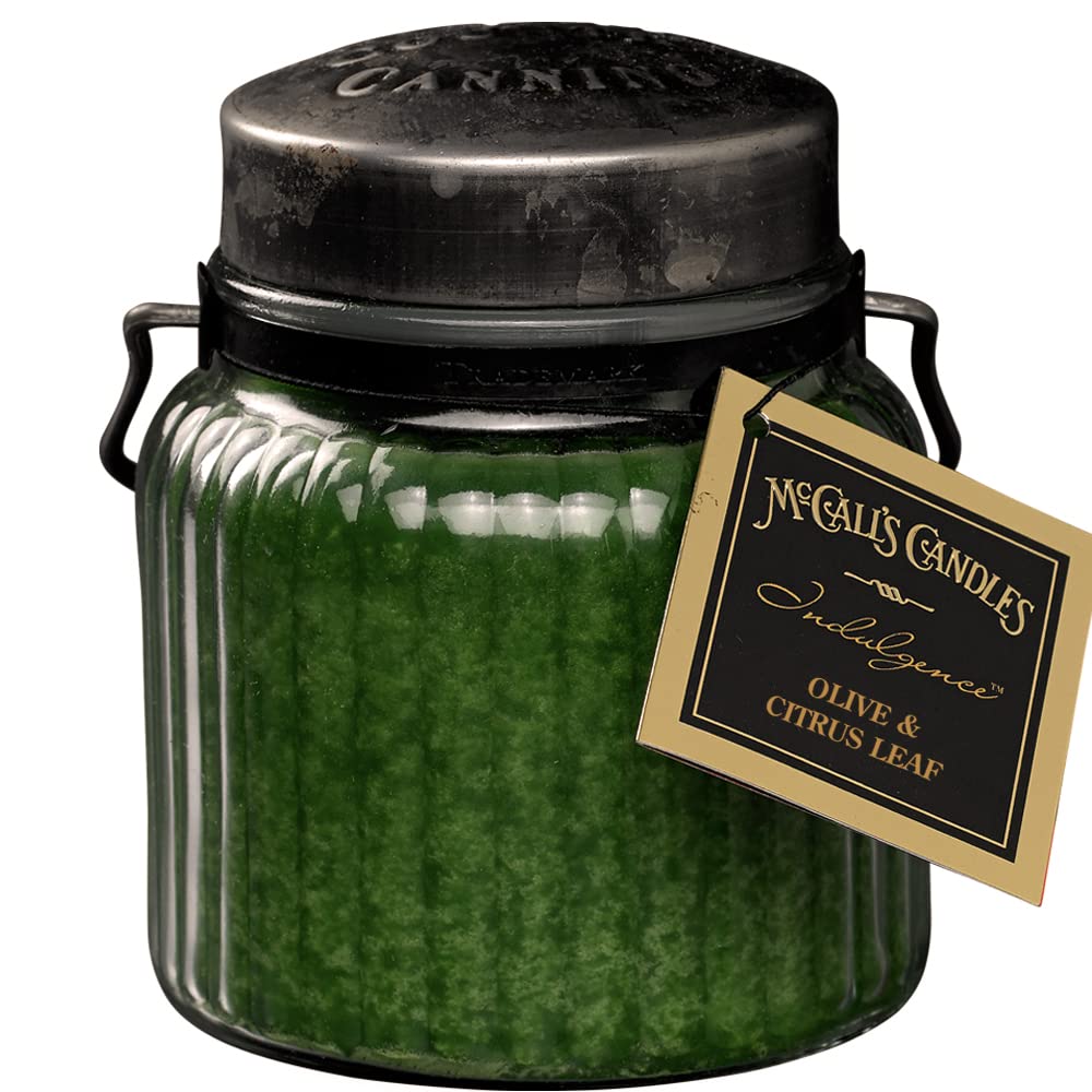 McCalls Candles | Olive & Citrus | 18 oz Scented Candle | Indulgence Collection | USA-Poured | Double Wick | Grooved Jar with Ca