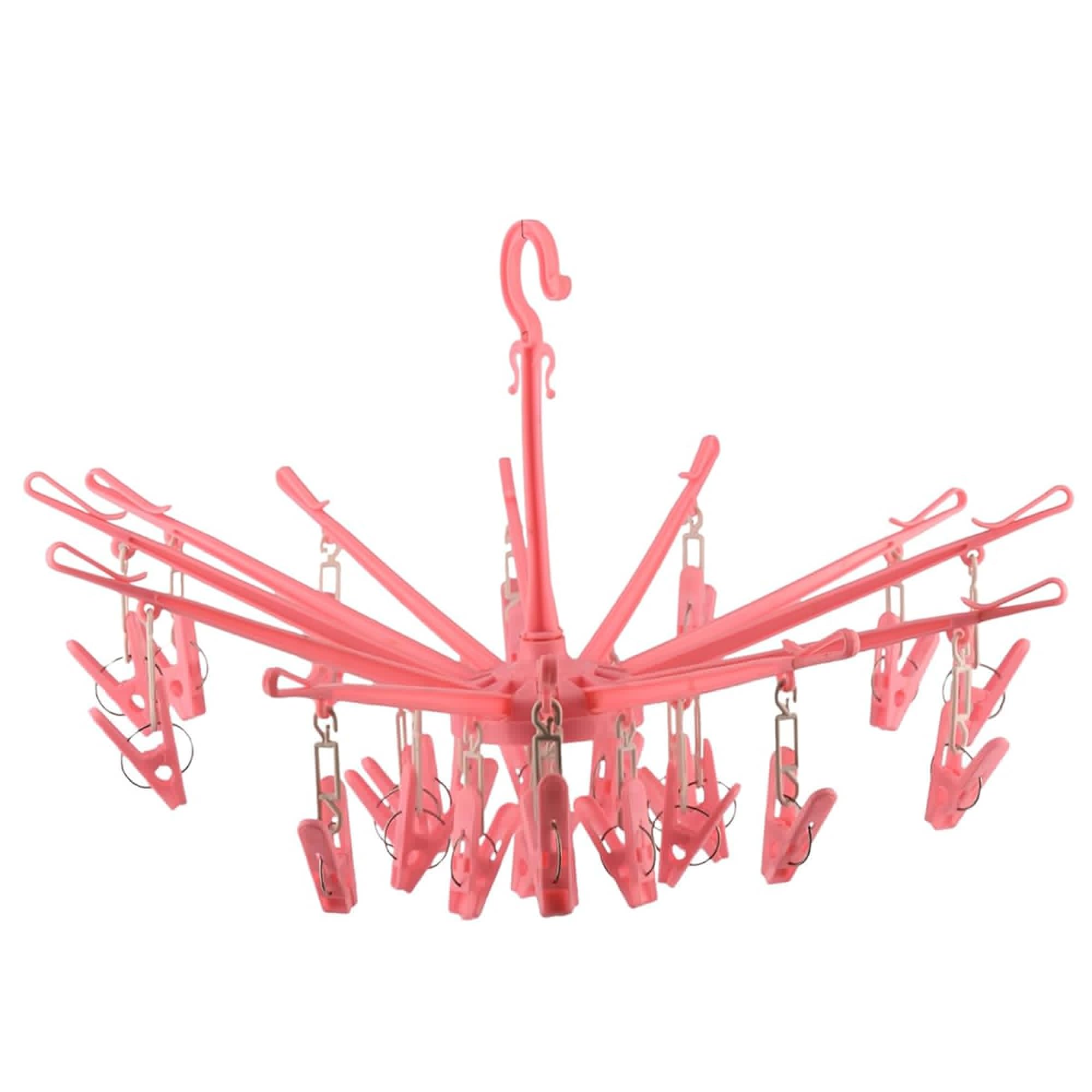 Kuber Industries Cloth Drying Hanger | 24 Clips Baby Drying Pegs | 360 Degree Rotatable Hanger | Clip Folding Cloth Drying Stand