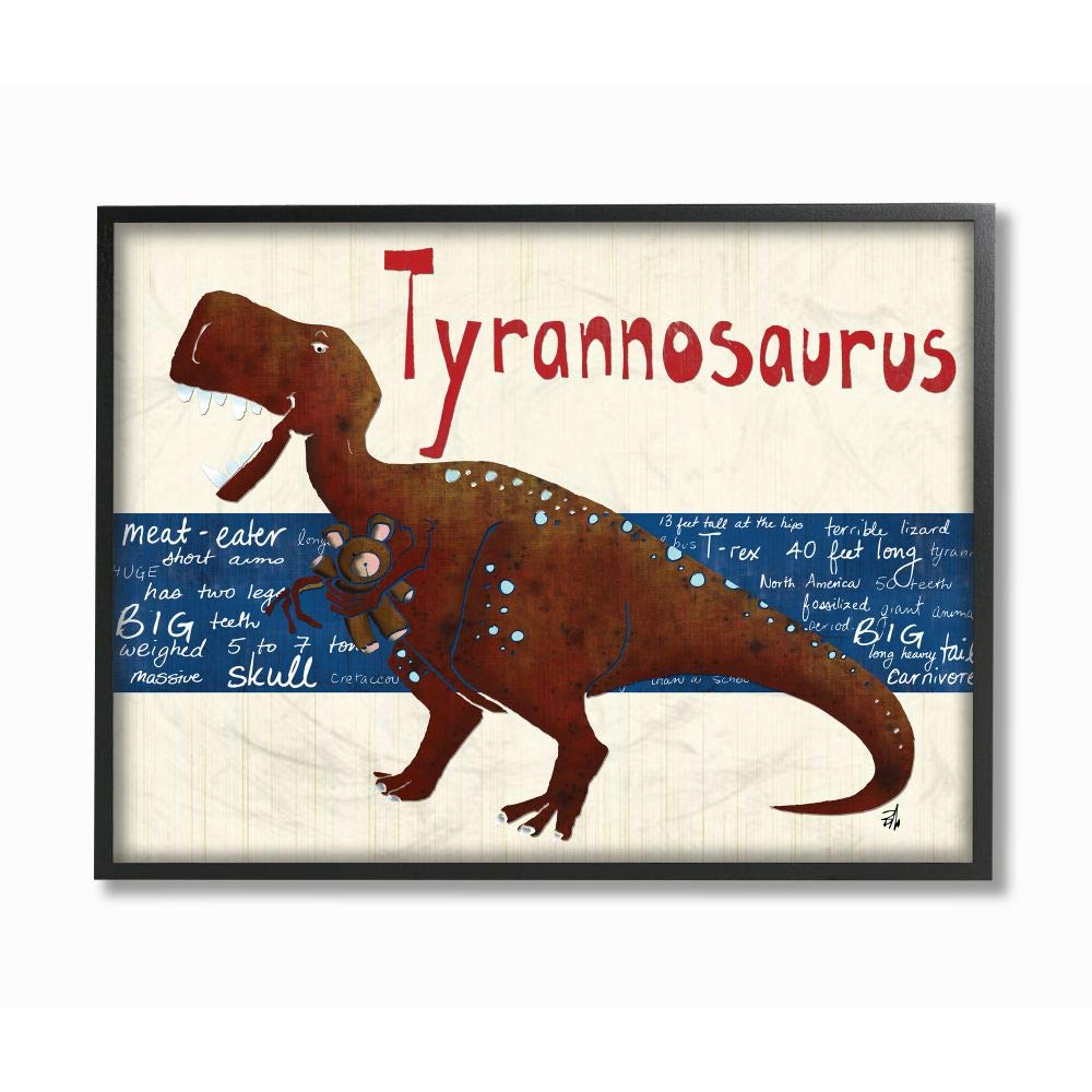 Stupell Industries Tyrannosaurus Dinosaur Black Framed Wall Art, 11 X 14, Design By Artist Bealook Kids