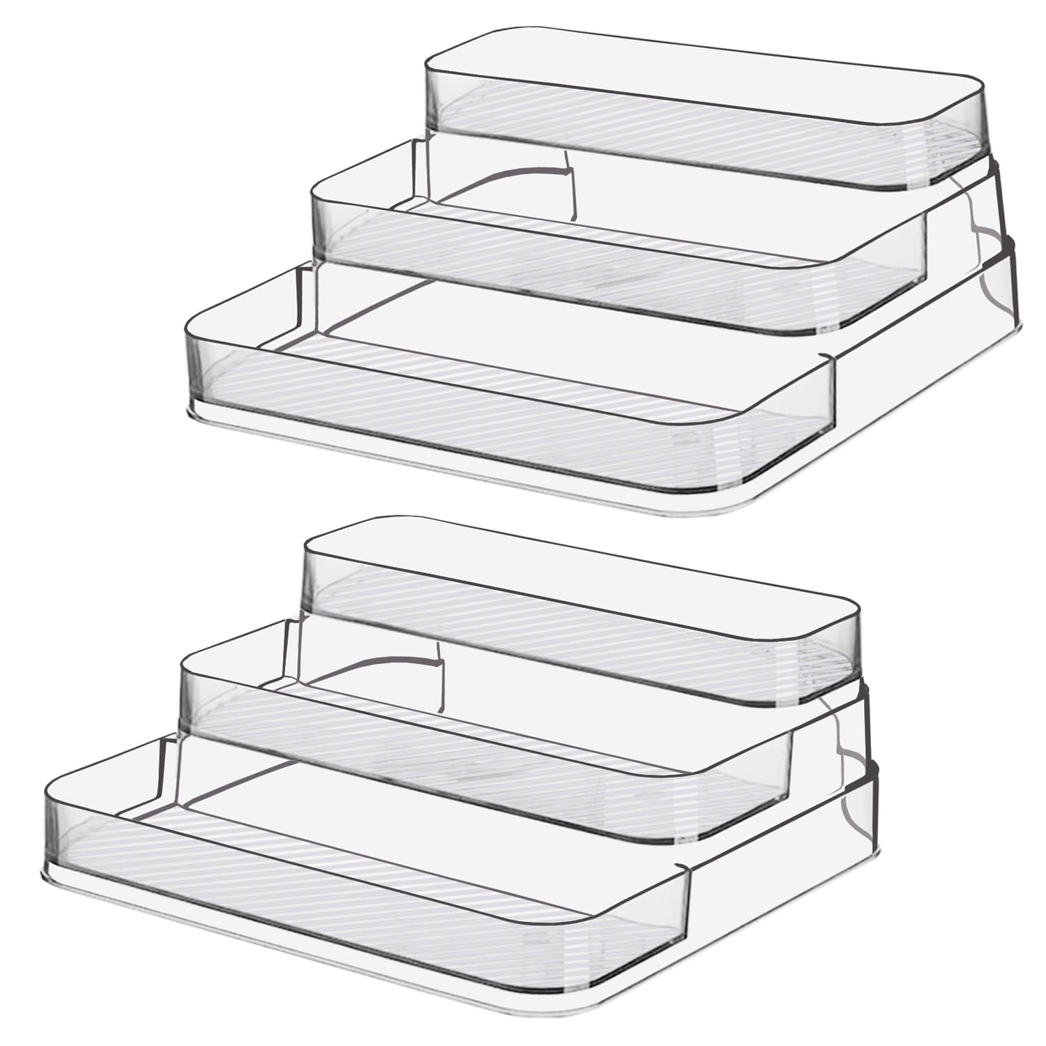 Zilphoba 2pcs Acrylic Rack, No Assembly Clear 3 Tier Condiment Bottle Shelf Vanity Organizer for Cabinet Kitchen Bathroom