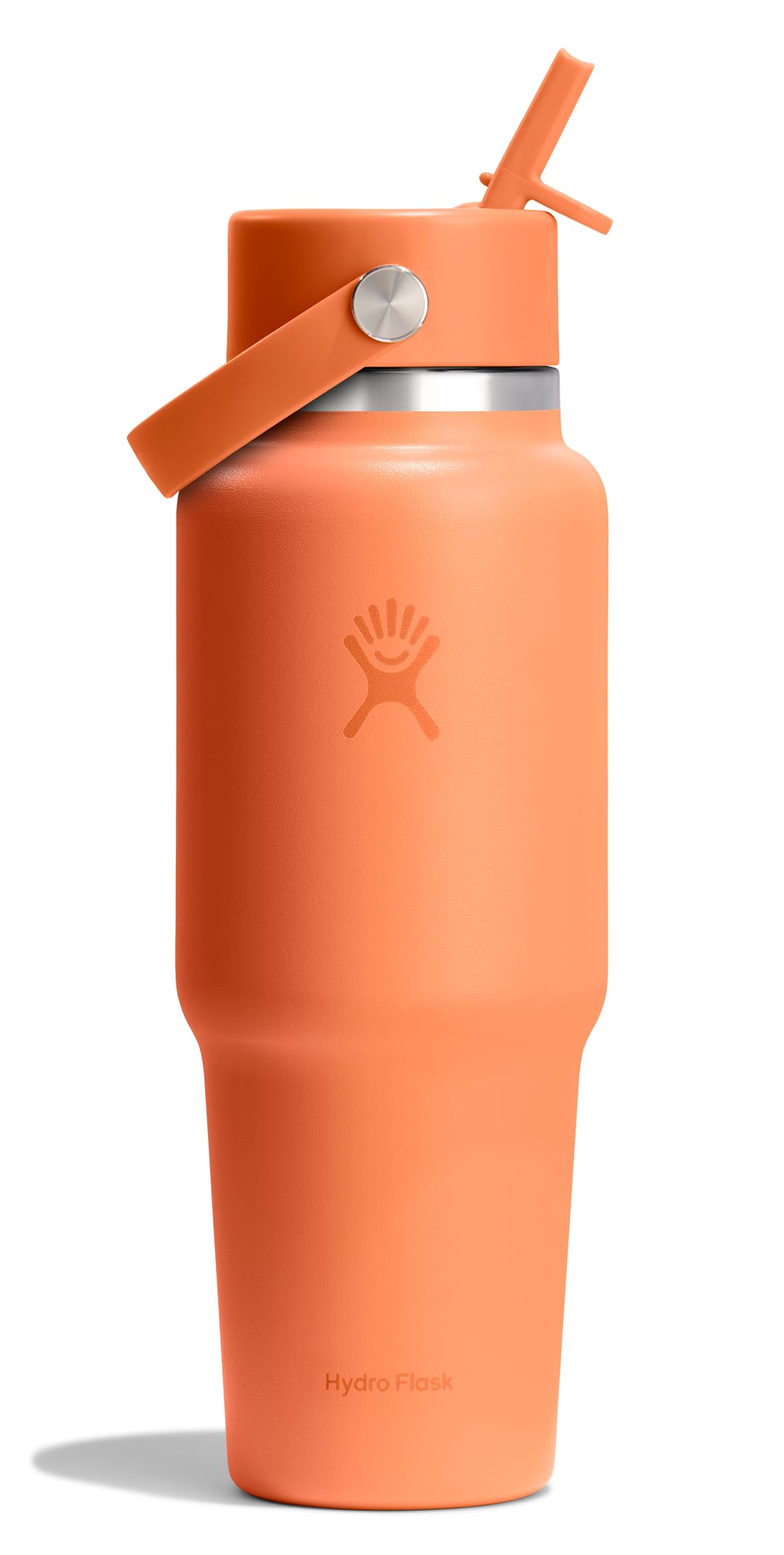 Hydro Flask Travel Water Bottle - Insulated Stainless Steel - Wide Straw Lid, Non Spill, Leakproof in 32 Oz Nectar Orange