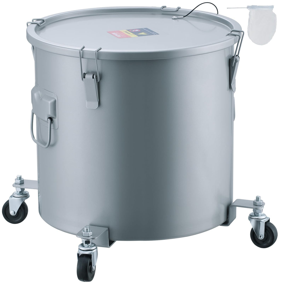 Vevor Fryer Grease Bucket, 16 Gal Oil Disposal Caddy With Caster Base, Carbon Steel Rust-Proof Coating, Oil Transport Container