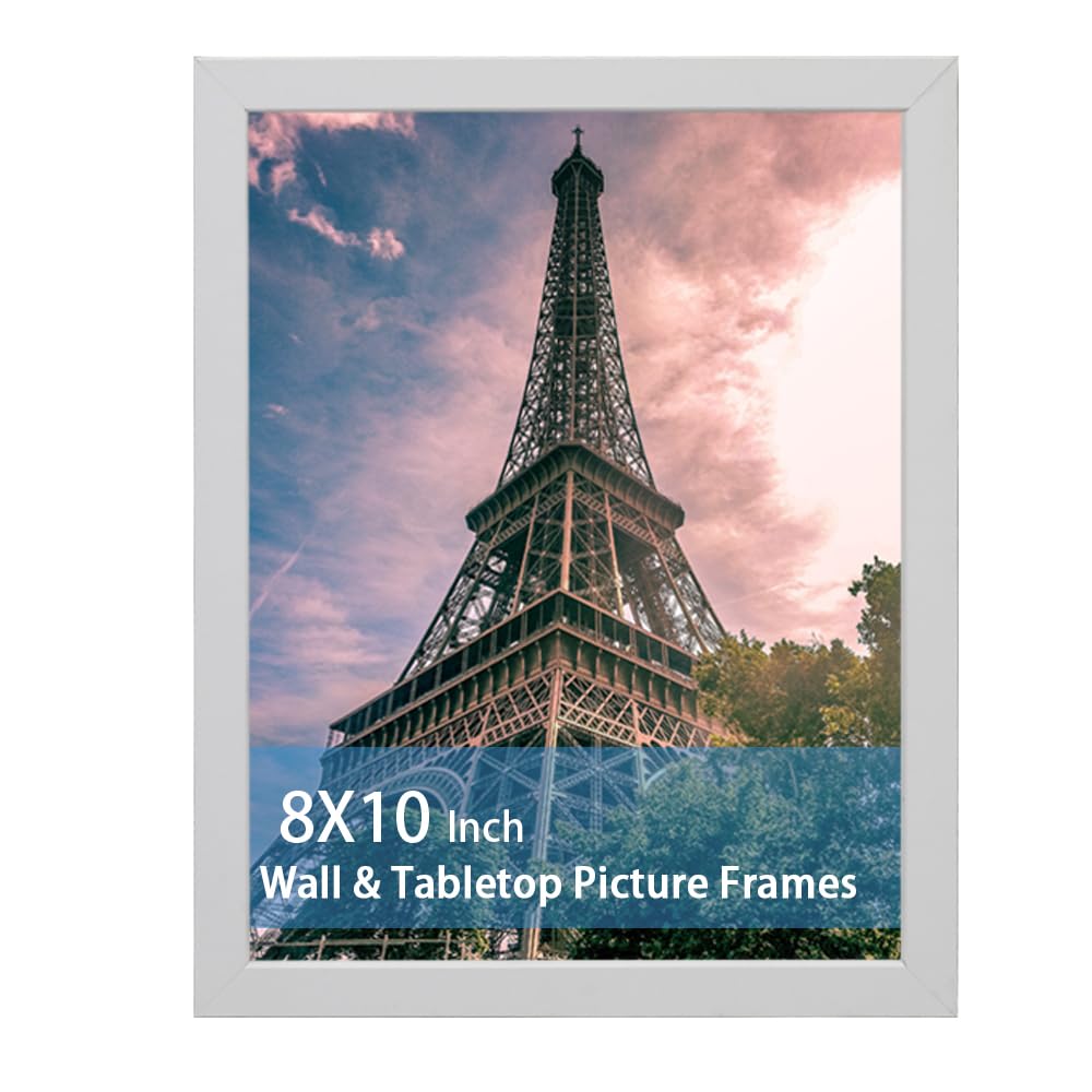 SunnyTong Picture Frame, Natural White Wood Photo Frame Display Pictures with Plexiglass for Tabletop Horizontal or Vertical Dis