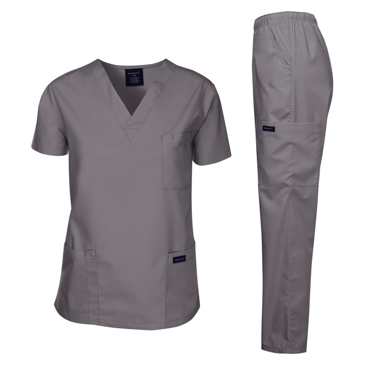 Dagacci Scrubs Medical Uniform Unisex Scrubs Set Medical Scrubs Top And Pants (Xx-Large, Petwer Gray)