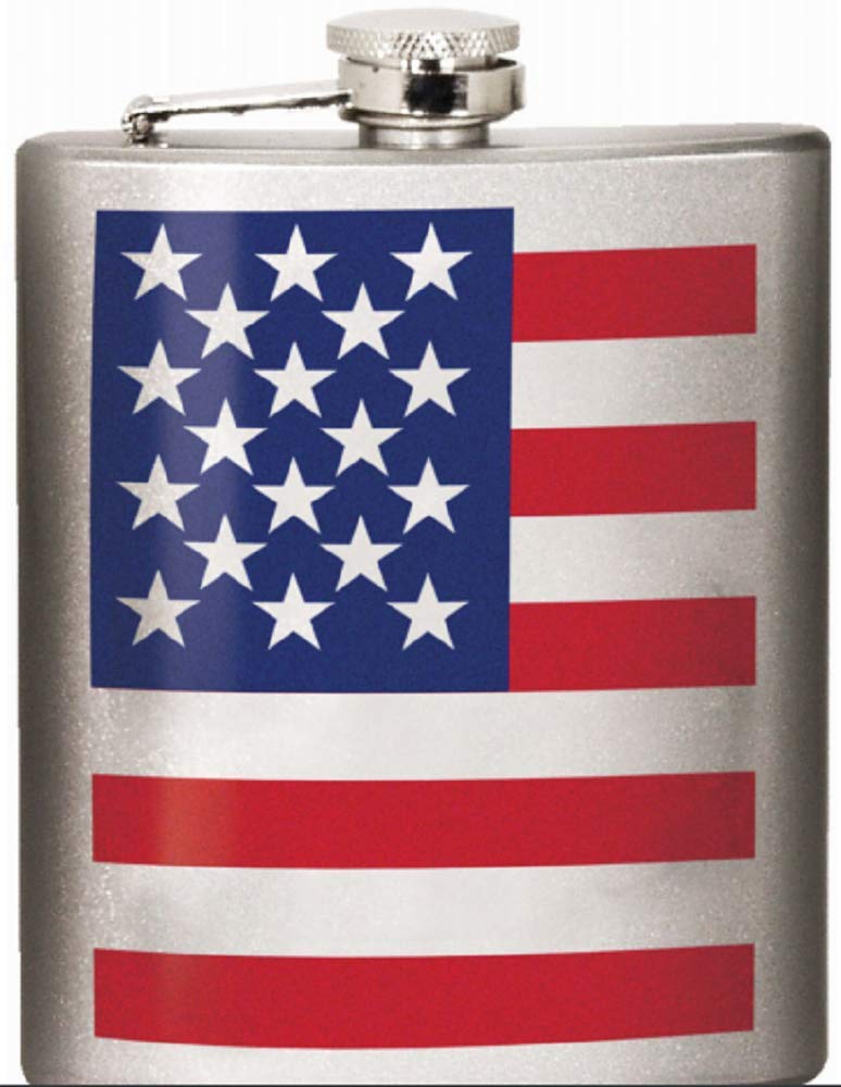 Spoontiques 15660 American Flag Flask, Silver