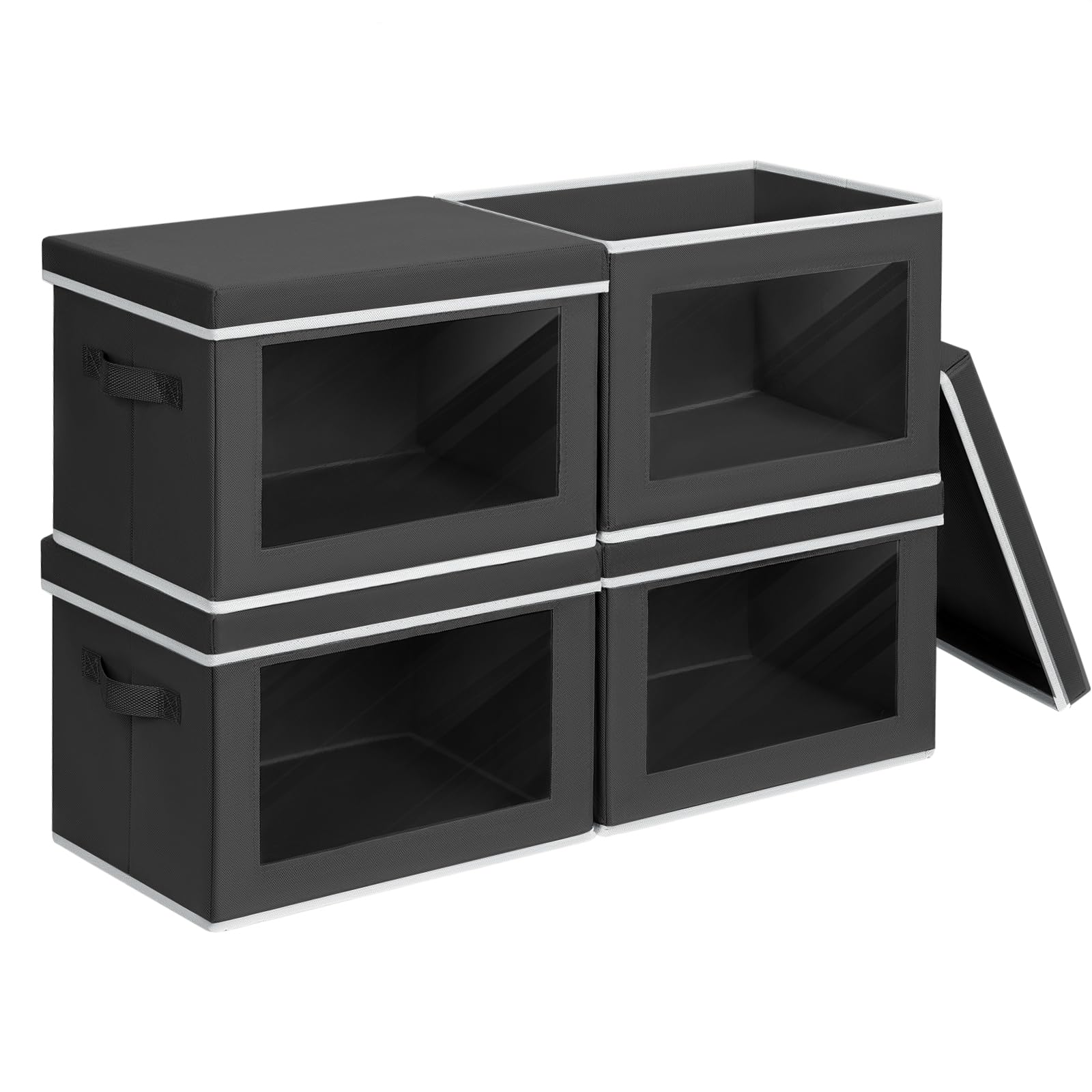 Homsorout Foldable Storage Box With Lid - Closet Storage Organizer With Window, Storage Bins With Lids For Clothes, Fabric Stora