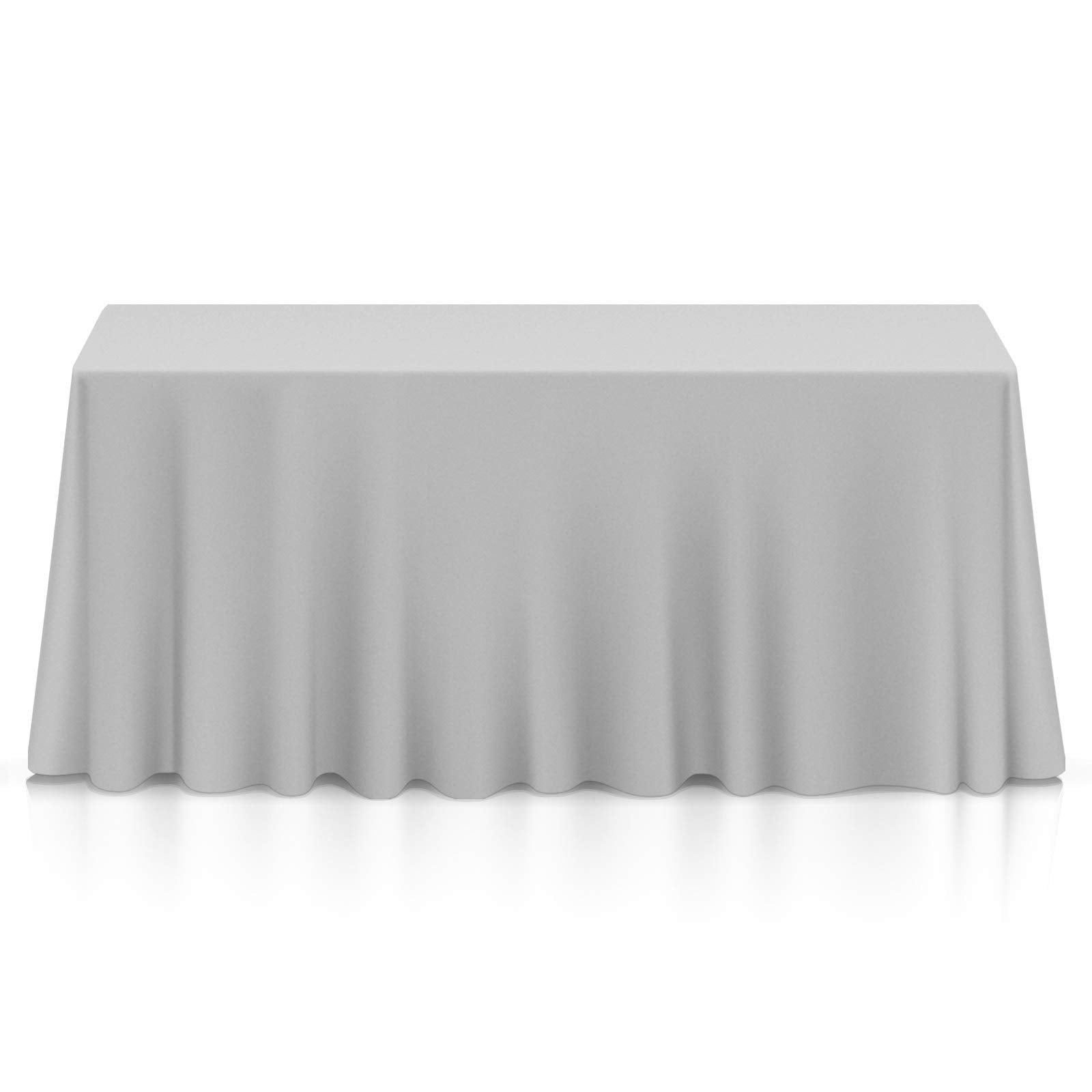 Lann'S Linens - 90 X 132 Premium Tablecloth For Wedding/Banquet/Restaurant - Rectangular Polyester Fabric Table Cloth - Silv