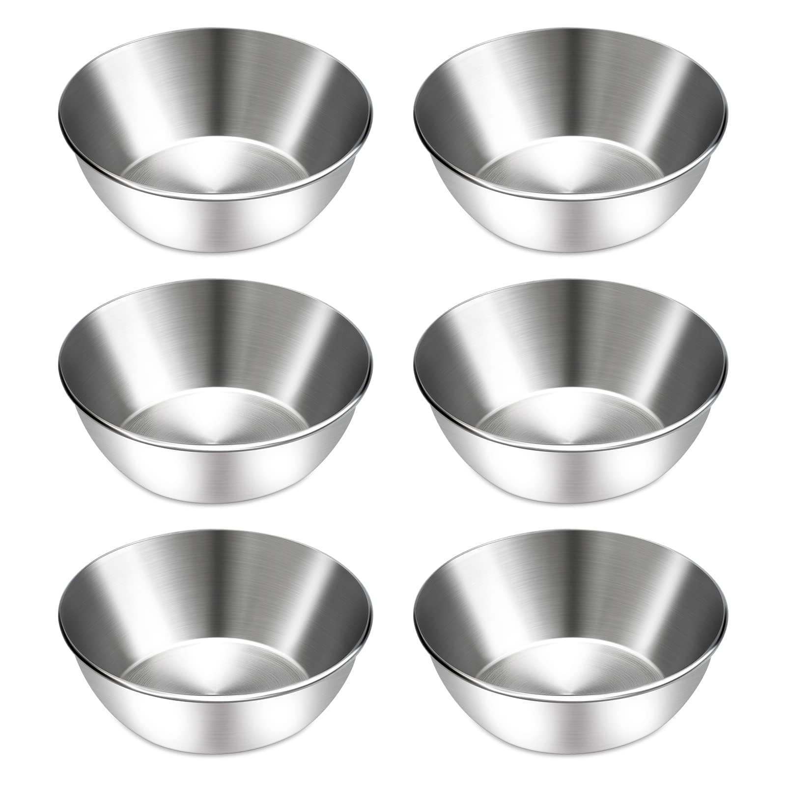 Billioteam 6 Pcs Stainless Steel Sauce Dishes, Round Seasoning Bowls, Mini Appetizer Plates, Sushi Dipping Bowl Mixing Saucers (