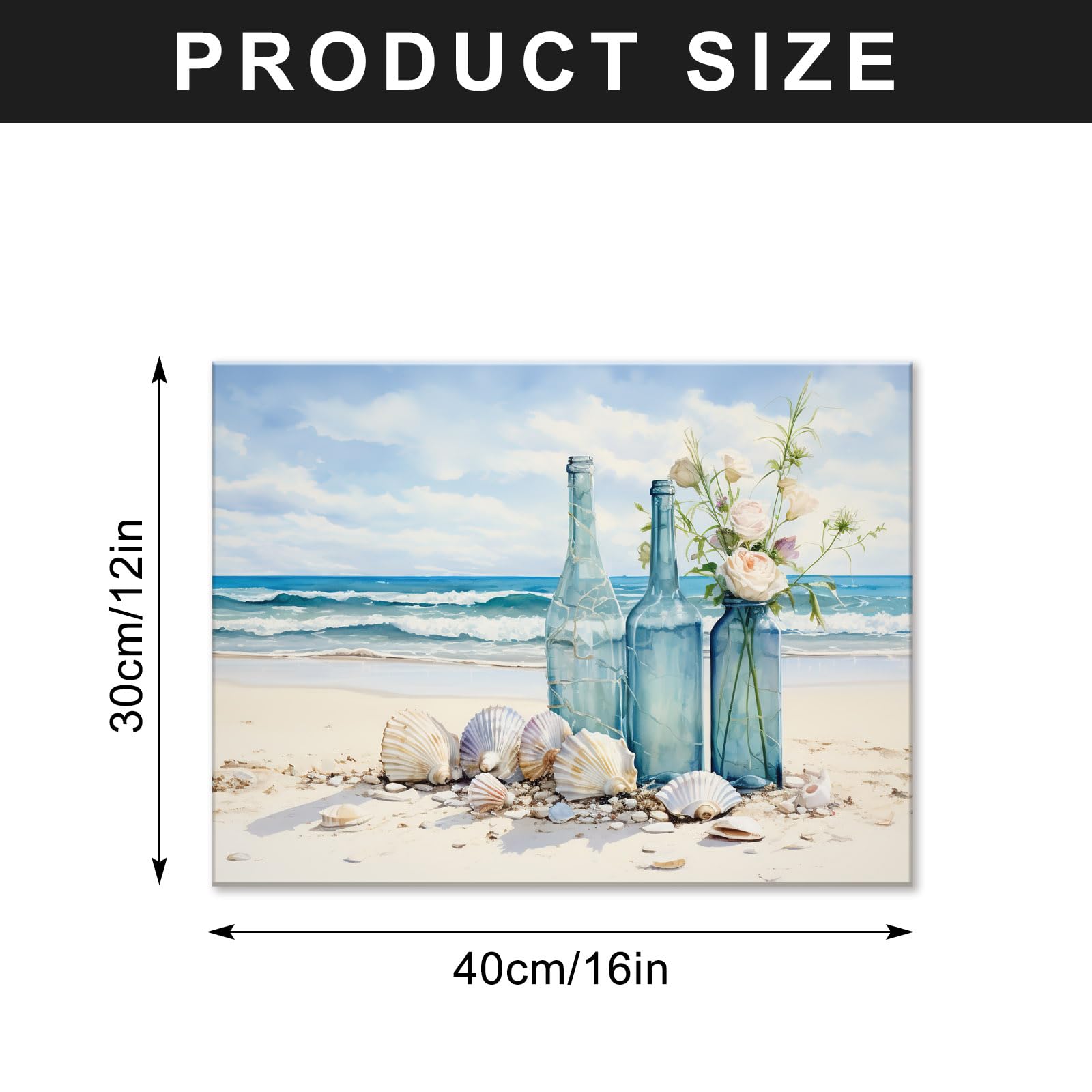 Seashell Bottle Beach Pictures Modern Seascape Canvas Prints Seaview Landscape Artwork For Home Office Living Room Bedroom Bathr