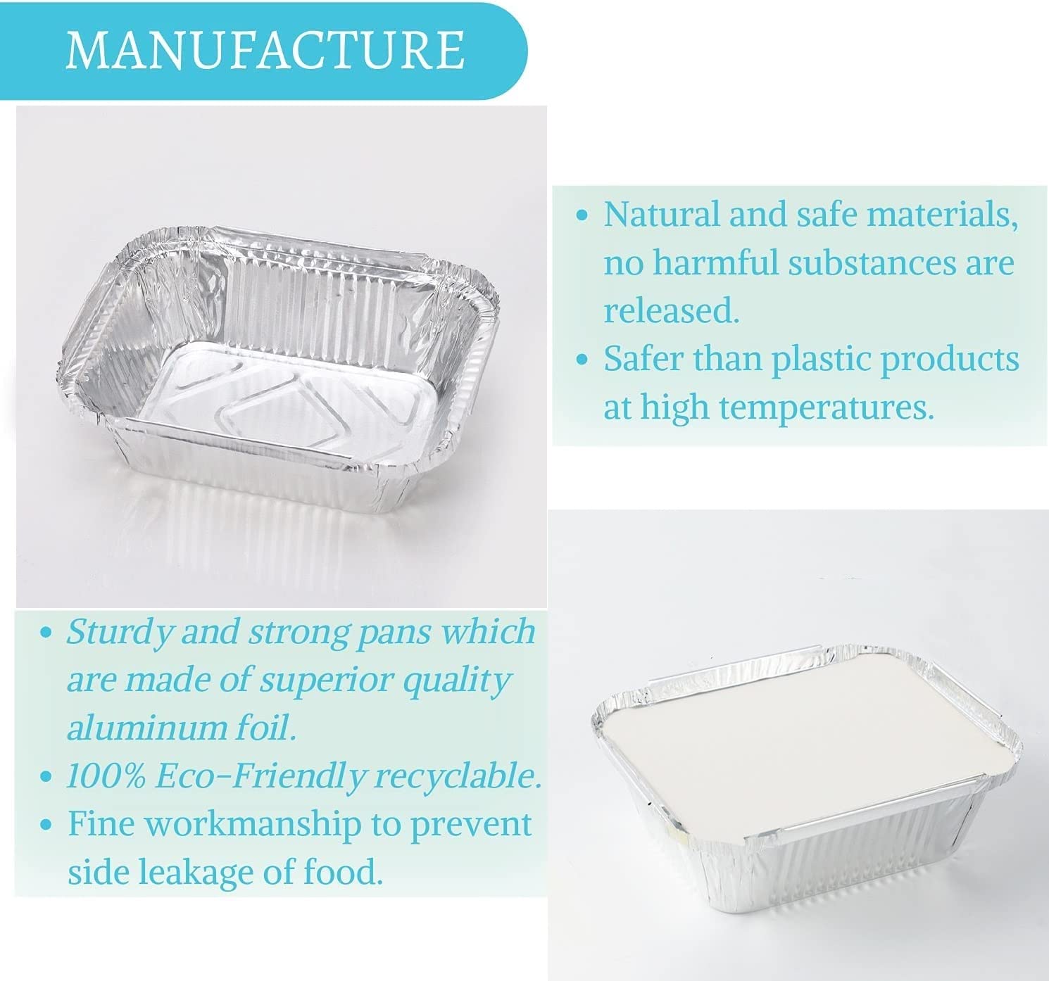 Fuiikeem Small Aluminum Pans With Lids -(5''  4''  1.8'') 1 Lb Capacity Tin Foil Food Containers With Lids - 40 Pans And 40 Lids