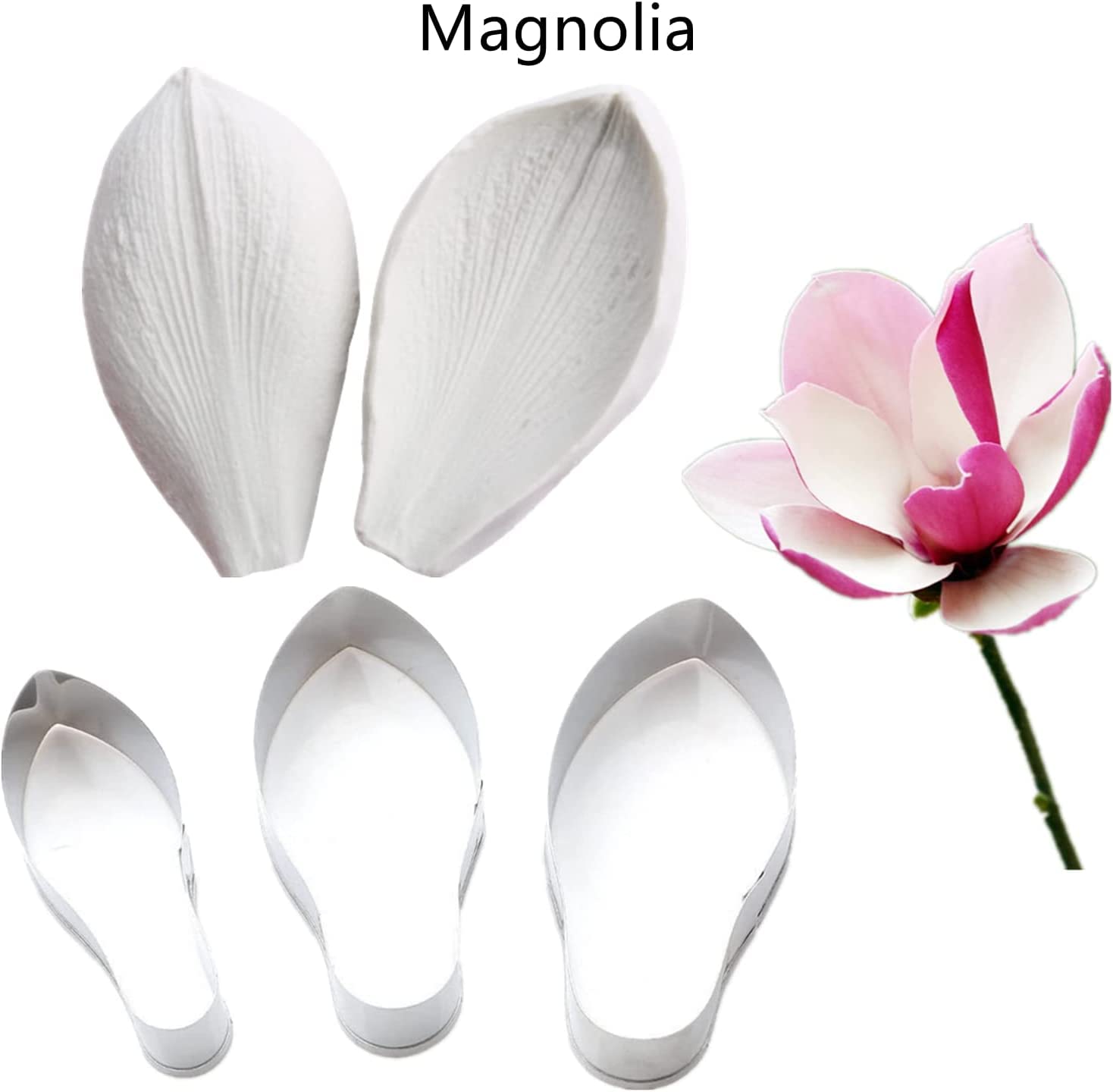 8Set Gum Paste Flower Molds And Cutters Fondant Flower Cutter Gumpaste Flower Silicone Molds Sugar Paste Flowers Making Tools Fo