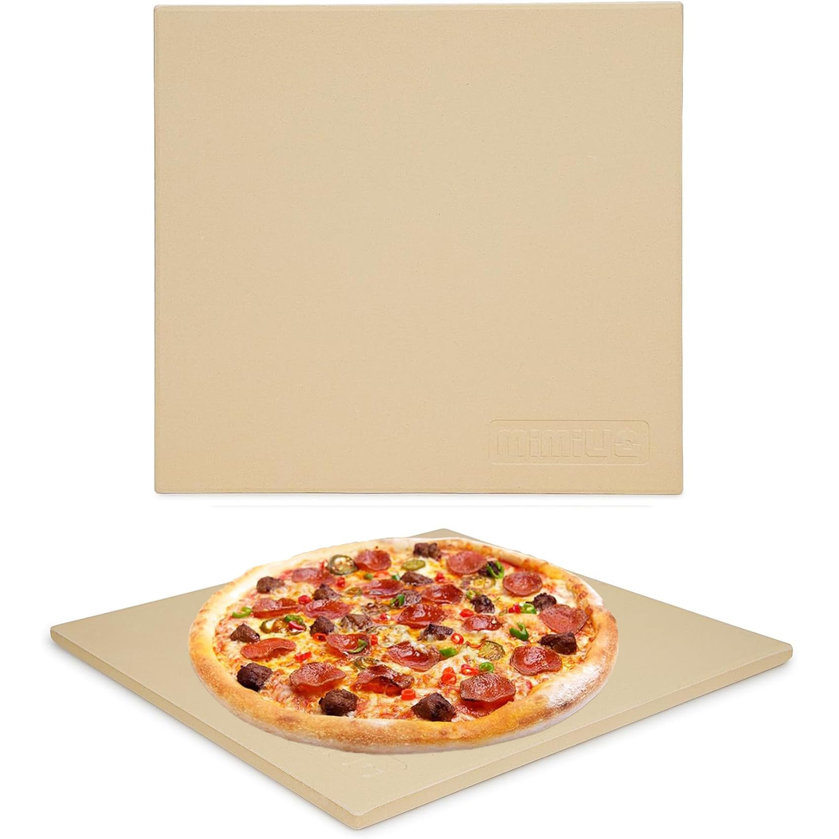 Mimiuo Pizza Stone For Oven And Bbq Grill, 13 Inch Square Bread Baking Stone, Heavy Duty Large Ceramic Pizza Pan For Baking Pie
