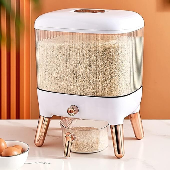 Mapple Creation Rice Dispenser Cereal Dispenser Countertop Large Sealed Grain Container Dry Food Dispenser Rice Bucket Rice Stor