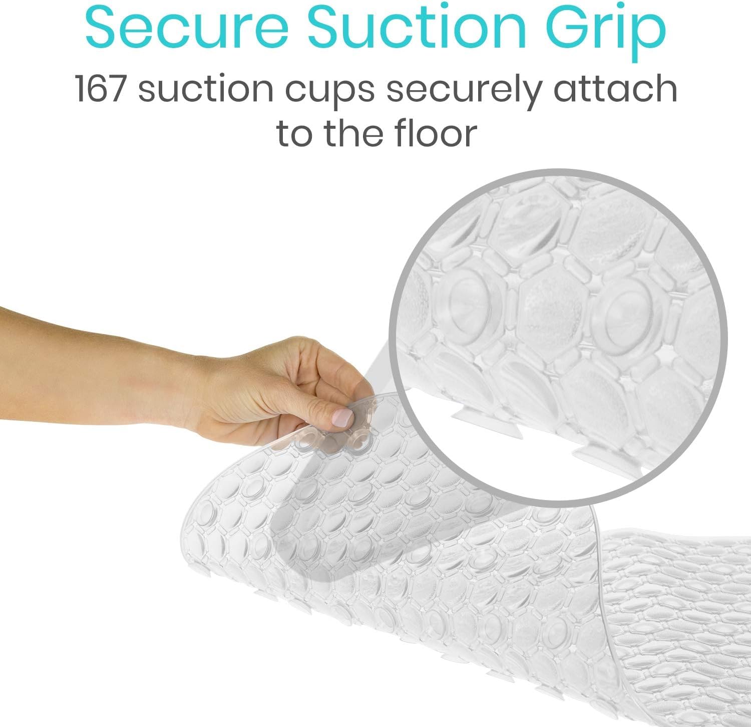 Vive Oval Bathtub Mat - Nonslip Shower Floor Pad - Non-Slip And Non-Skid For Bath Tub With Strong Rubber Suction Cup Grip - For