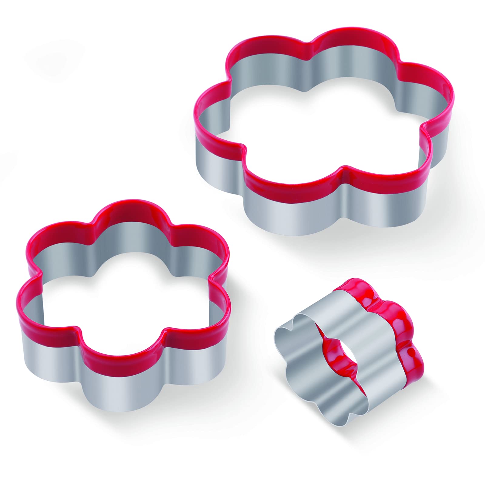 Abokney 3 Piece Flower Cookie Cutters Set,Stainless Steel Cookie Cutter Set For Kids,1.5Inch-3Inch-4Inch Large Pastry Cutter Sha