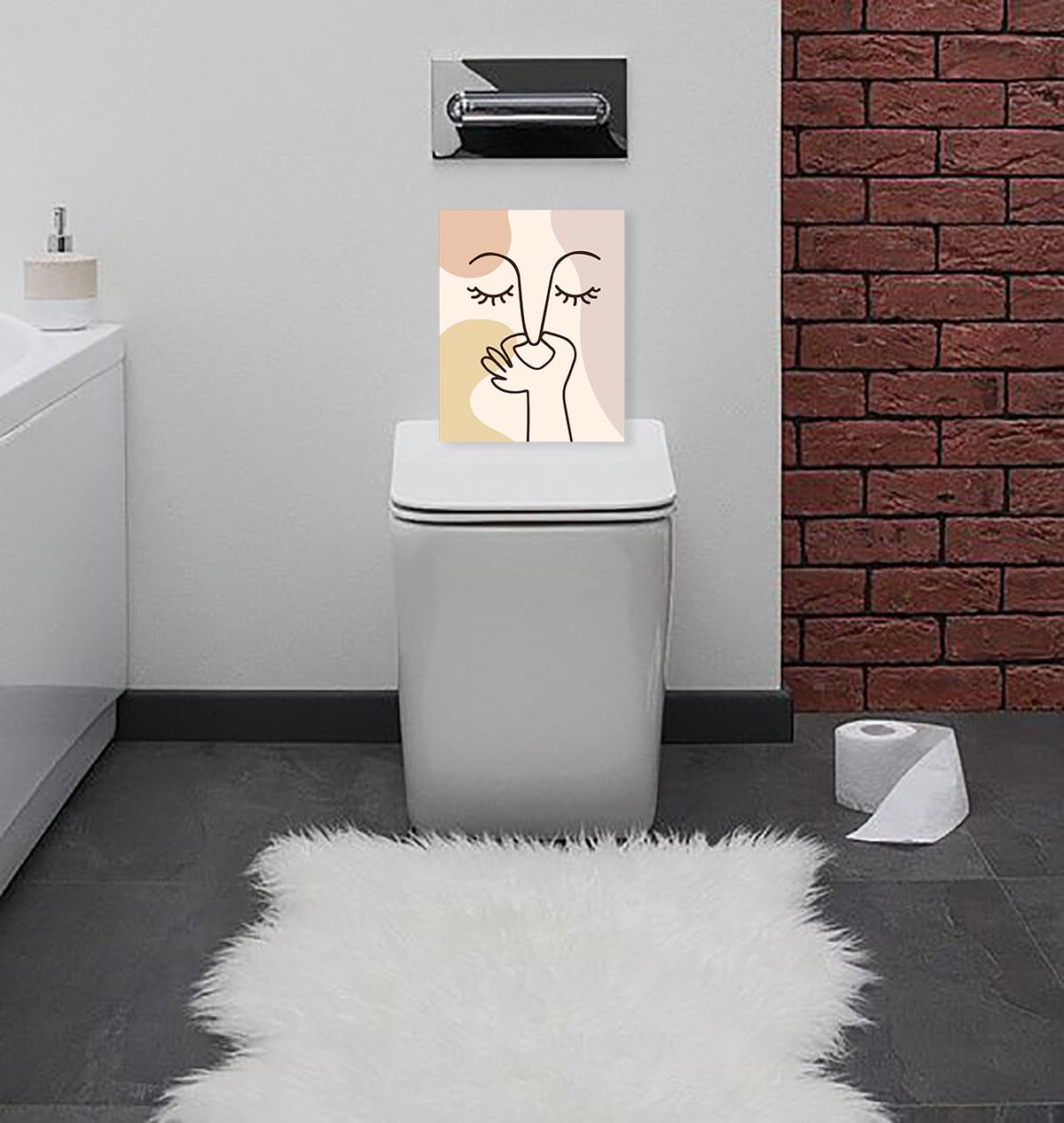 Tuxvaky Boho Bathroom Decor Wall Art, Funny Bathroom Wall Art Signs Decor, Bathroom Pictures Wall Decor, Abstract Wall Art For B