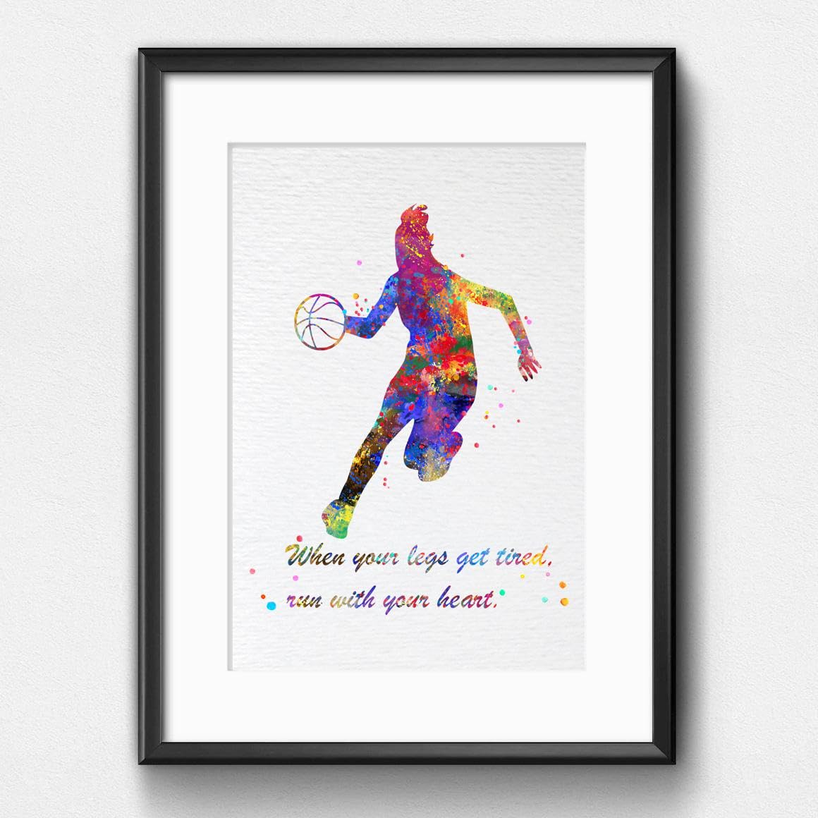 Dignovel Studios 13X19 Unframed Basketball Girl When Your Legs Get Tired Motivational Watercolor Art Print Poster Housewarming W