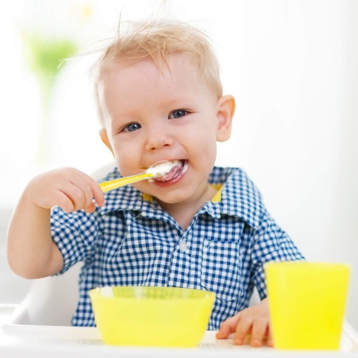 Vicloon Baby Silicone Spoons, Silicone Soft Baby Feeding Spoon Set 5 Pcs, First Stage Toddler Spoons Training Spoon For Baby 4 M
