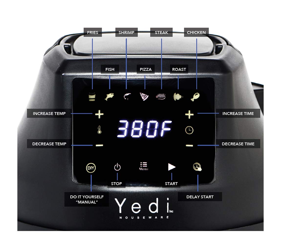 Yedi Capital Air Fryer Lid And Dehydrator, 7 Presets, Diy Function, And Delay Start Function
