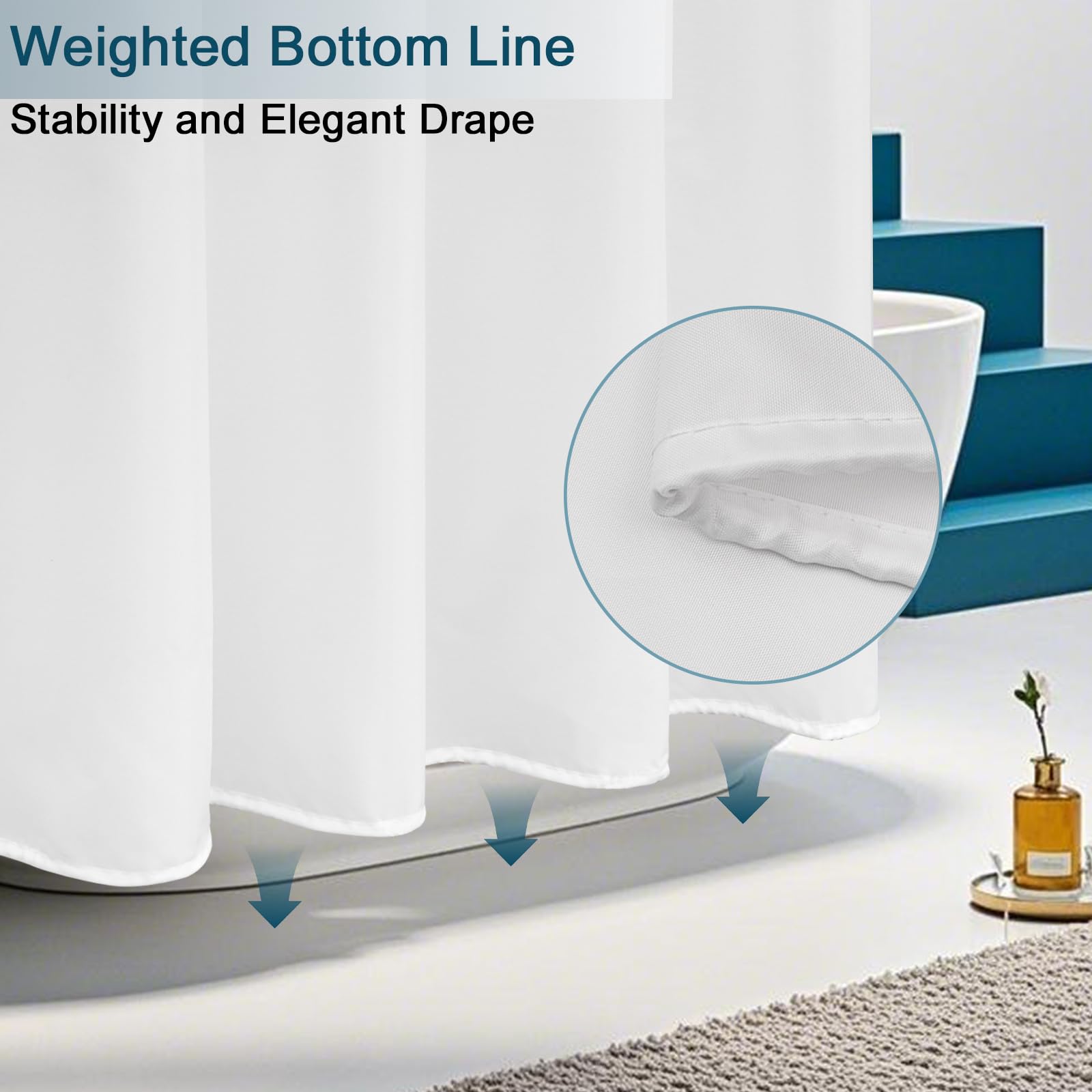 AooHome Fabric Shower Curtain  36 Width x 72 Height Inch Stall Size Bathroom Curtain for Hotel  Waterproof  White