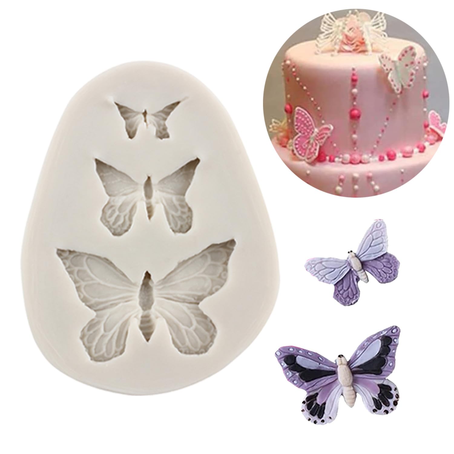 Rfghac Butterfly Fondant Mold Mini Butterfly Silicone Molds For Cake Decorating Cupcake Topper Candy Chocolate Gum Paste Polymer