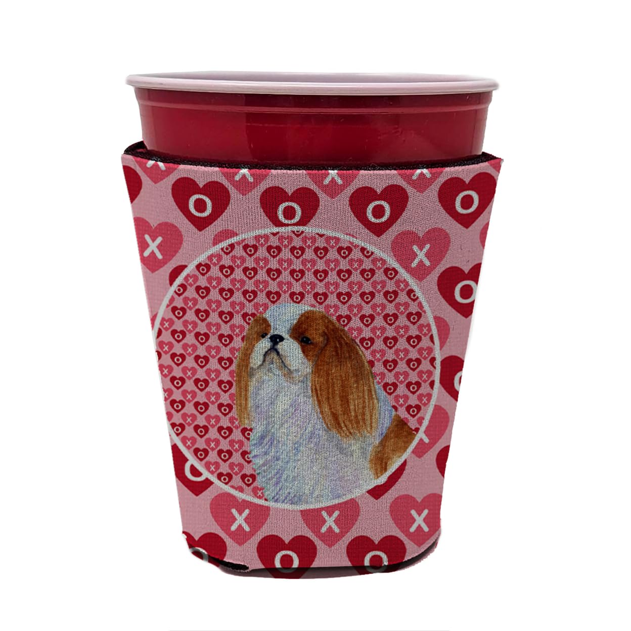 Caroline'S Treasures Ss4507Rsc English Toy Spaniel Hearts Love And Valentine'S Day Red Cup Hugger Cup Cooler Sleeve Hugger Machi