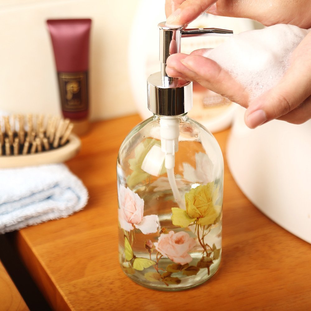 Glass Soap Dispenser Bottle With Pump,Refillable Liquid Hand Soap Dispenser For Bathroom, Kitchen Soap Dispenser 17 Oz