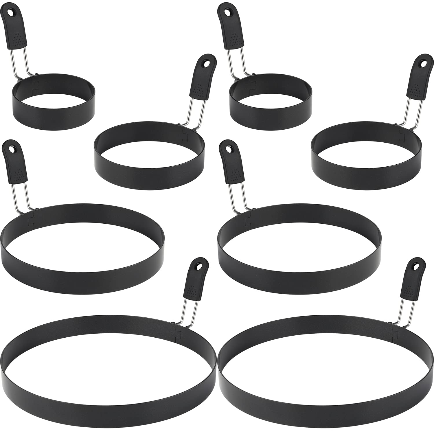 Egg Rings 8 Packs Stainless Steel Pancake Molds And Egg Ring Set Nonstick Round Egg And Omelet Molds For Frying Eggs And Muffins