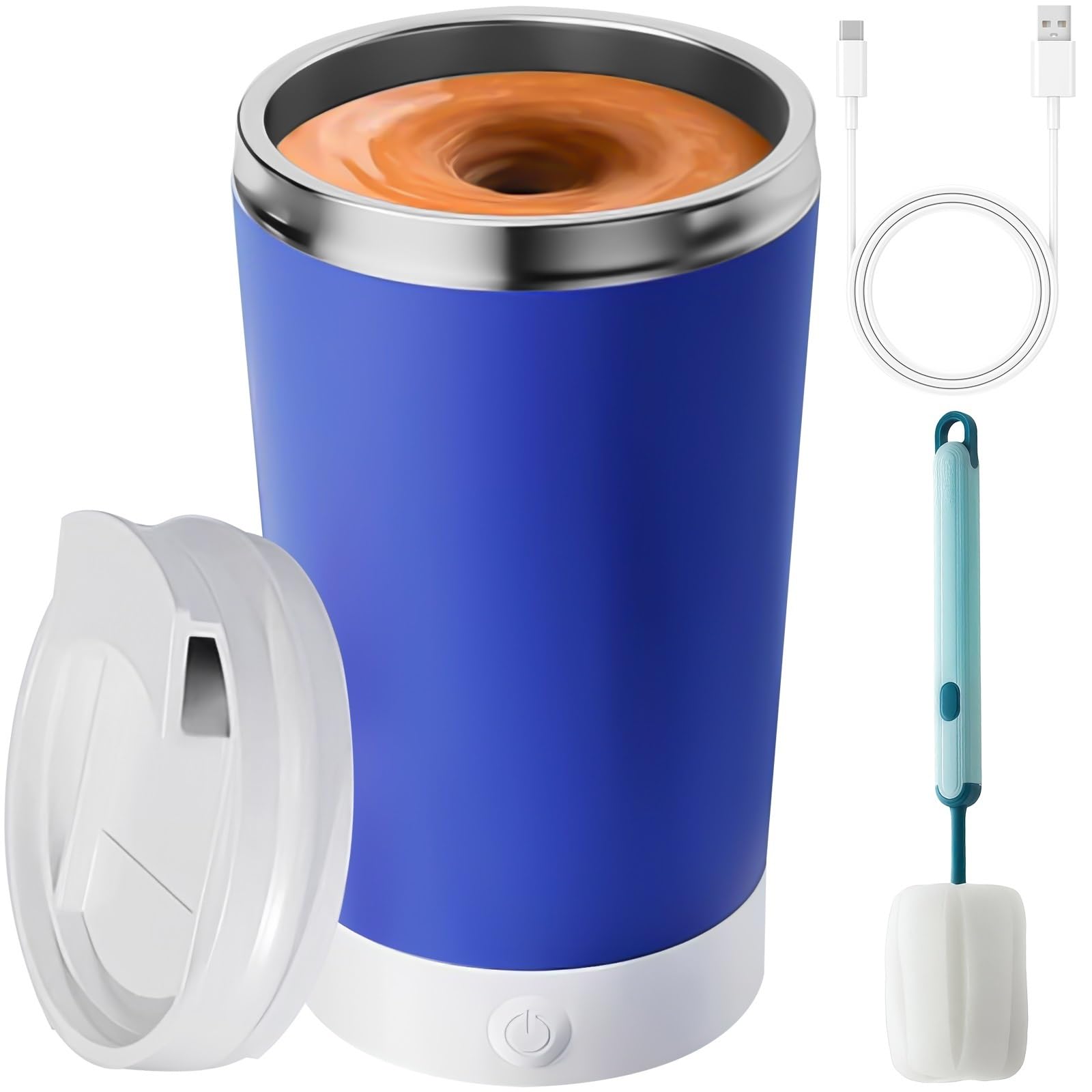 Self Stirring Mug With Lid 13.5 Oz Electric High Speed Mixing Cup 400Ml Rechargeable Automatic Stirring Coffee Mixer Cup(Color:B