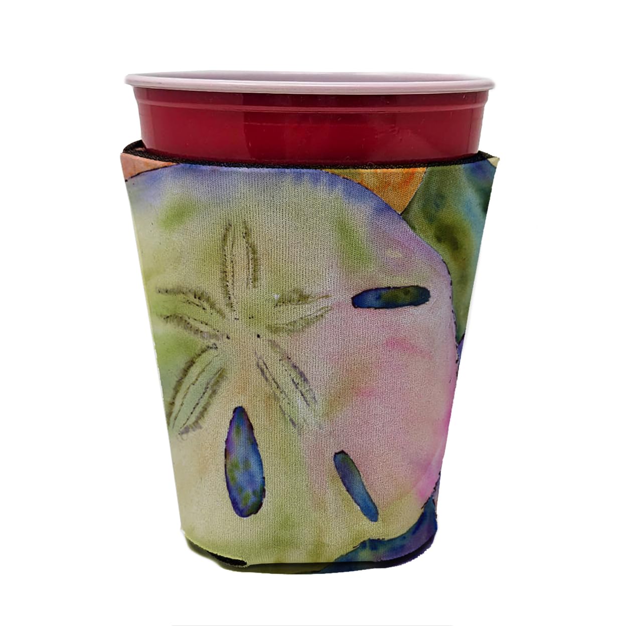 Caroline'S Treasures 8545Rsc Sand Dollar Red Cup Hugger Cup Cooler Sleeve Hugger Machine Washable Drink Sleeve Hugger Collapsibl