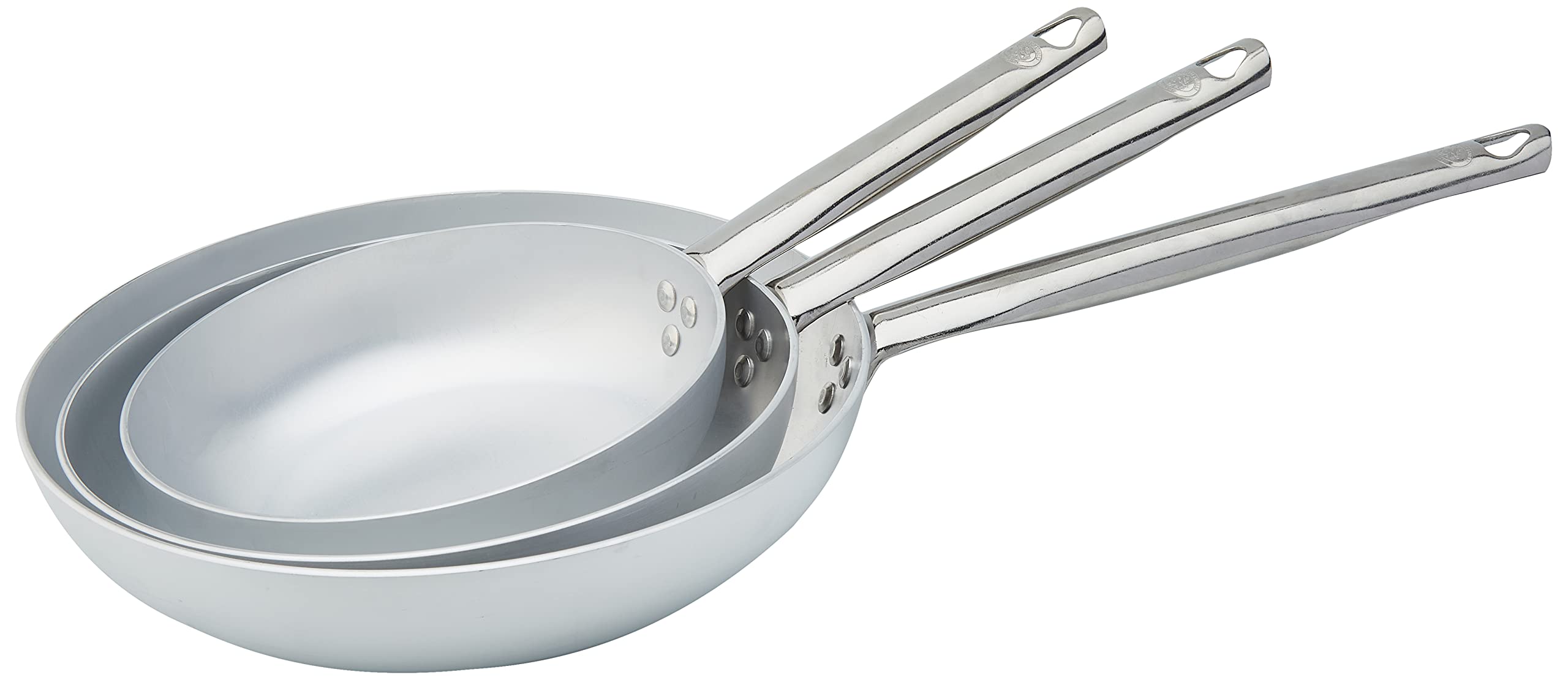 Pentole Agnelli Frying Pans, Aluminium, Silver Set Diametri 20,24 e 28 cm silver