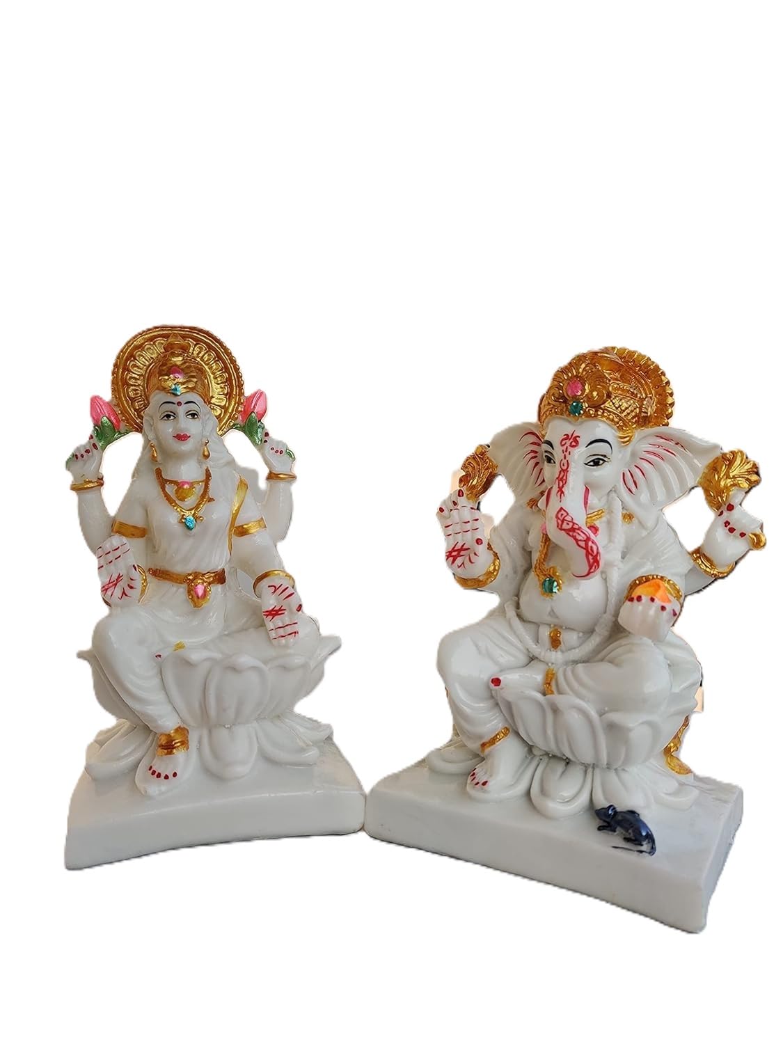 Ani Divine Marble Laxmi Ganesh Statue Laxmi-Ganesh Idols For Home Office Dcor 7 Inch (White) Home Temple Office Diwali Gift Deco