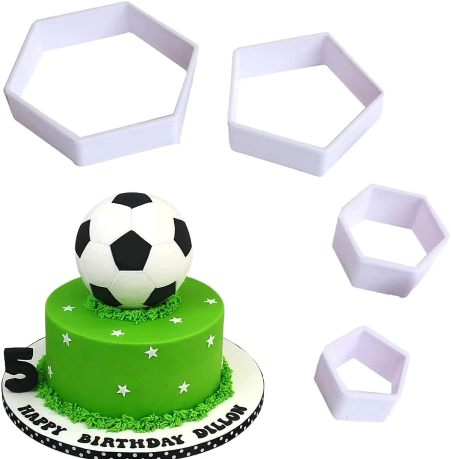 The Baking Therapy 4pcs Plastic Football Shape Cookie Cutter Stamp Sugarcraft Baking Mould Fondant Cake Decorating Tools