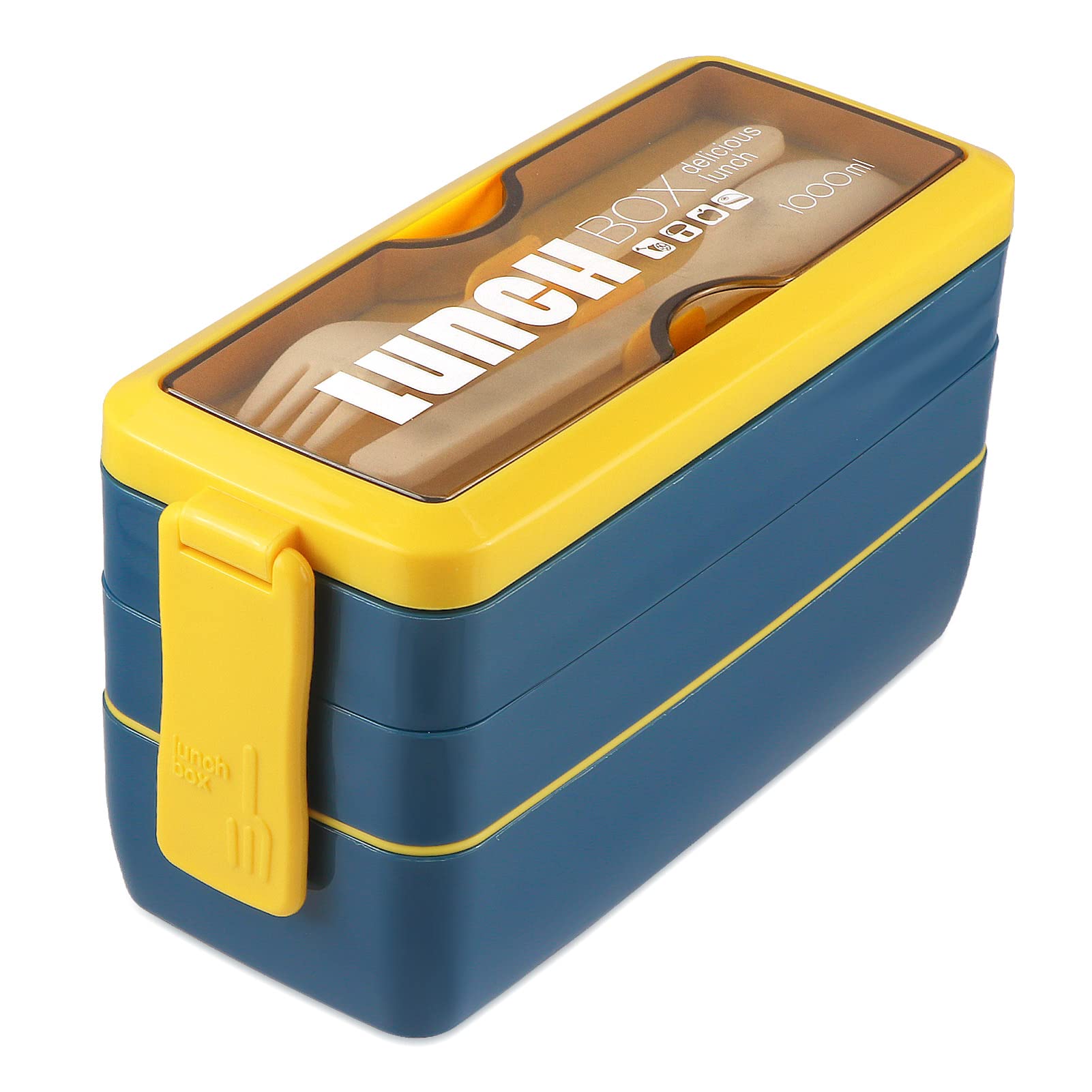 Iteryn Bento Box Lunch Box, 3-In-1 Compartment Containers - Wheat Straw, Leakproof Eco-Friendly Stackable Bento Lunch Box Meal P