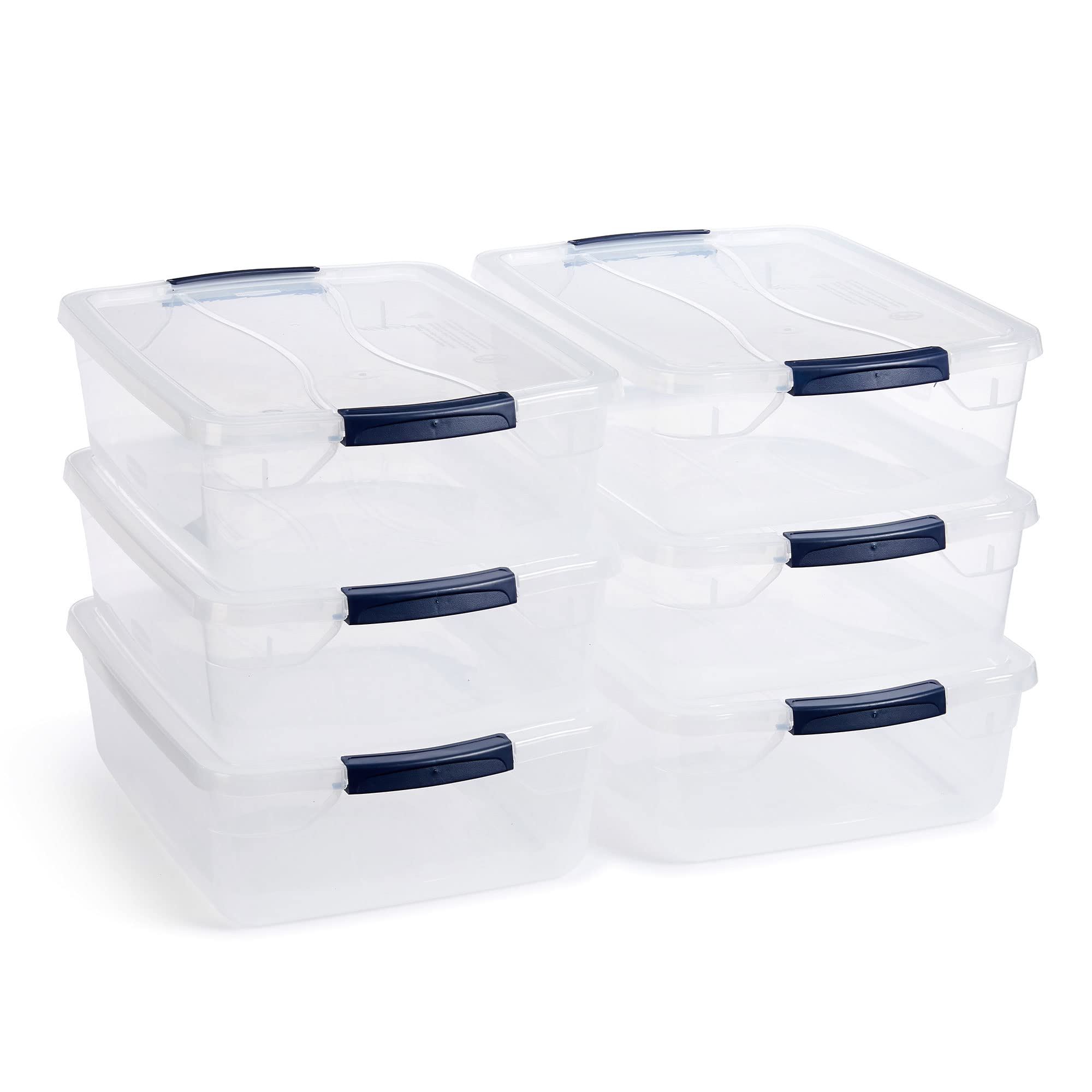Rubbermaid Cleverstore Clear 16 Qt, 6-Pack, Made In Usa, Stackable Clear Storage Bins With Lids, See-Through Plastic Storage, Wi