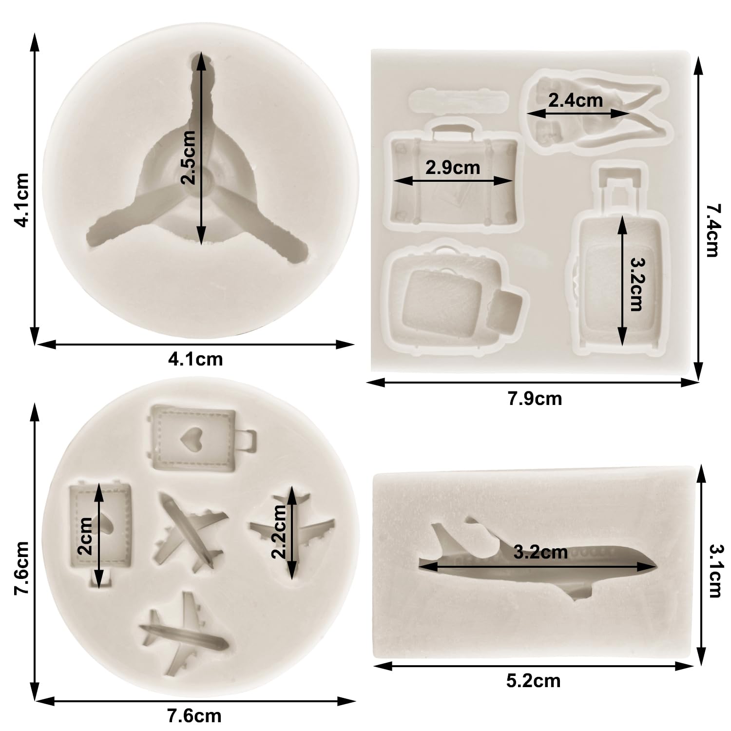 Sijiangmold Airplane Silicone Mold Airplane Propeller Fondant Molds For Cupcake Topper Cake Decorating Candy Chocolate Polymer C