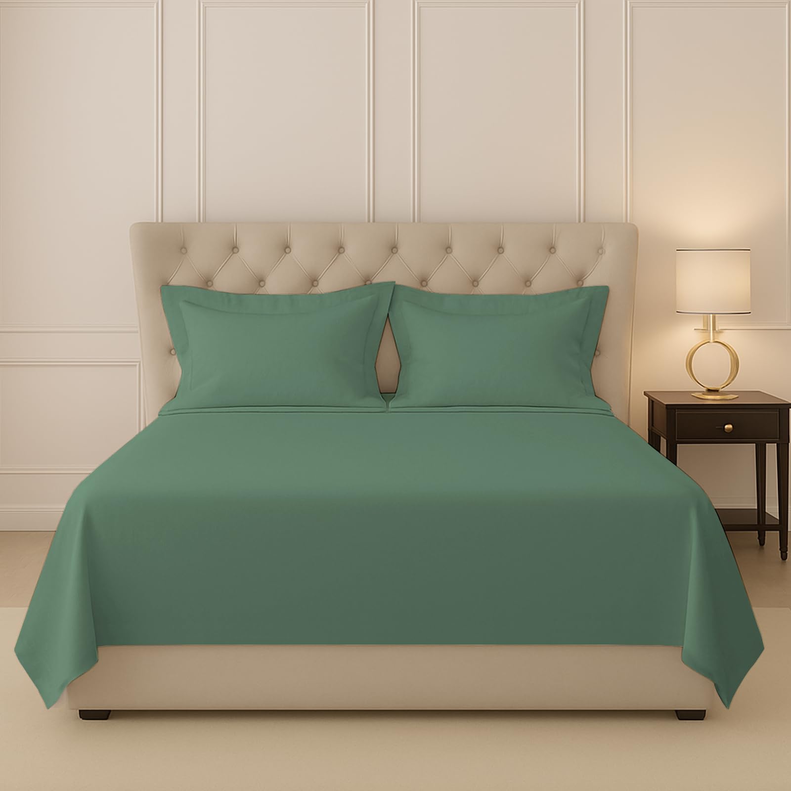 Pizuna 100% Cotton King Size Bedsheet 6 Feet, 400 Thread Count Long Staple Cotton Bedsheets For King Size Bed 100X108Inch With 2