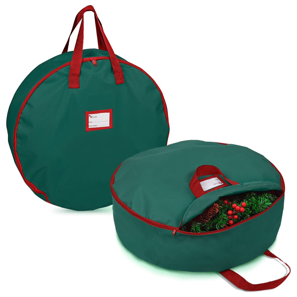 Primode Christmas Wreath Storage Bag 30'' - 2 Pack Artificial Wreath Container - Garland Holiday Xmas Wreaths Holder - Sturdy Ha