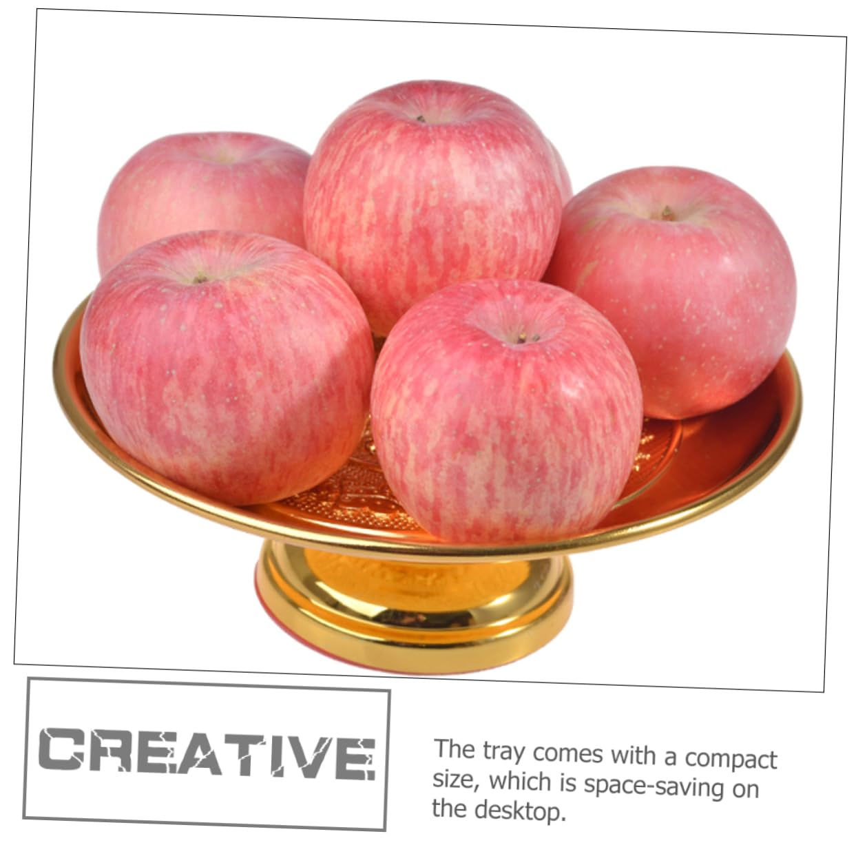 Cabilock Pedestal Bowl Tribute Fruit Plate for Buddhist Golden Lotus Design Space-saving Temple Holder Craftsmanship Offering Tr