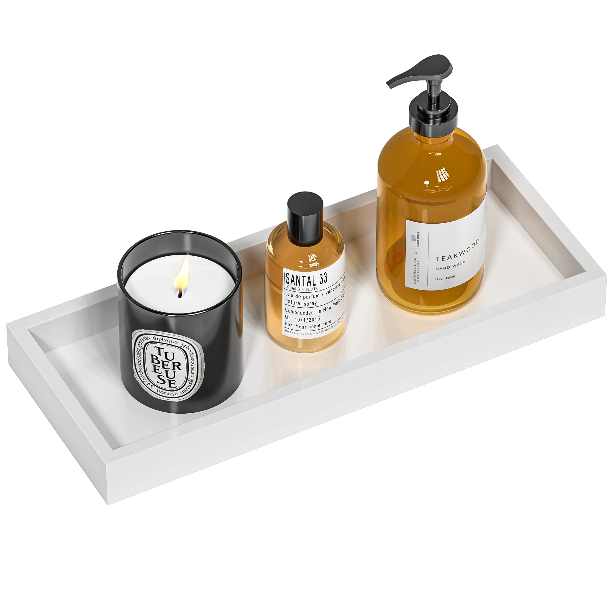 Bathroom Vanity Tray Bamboo Tray - For Counter Wood Small Bathroom Decorative Tray, Dresser Top Perfume Tray For Home Decoration