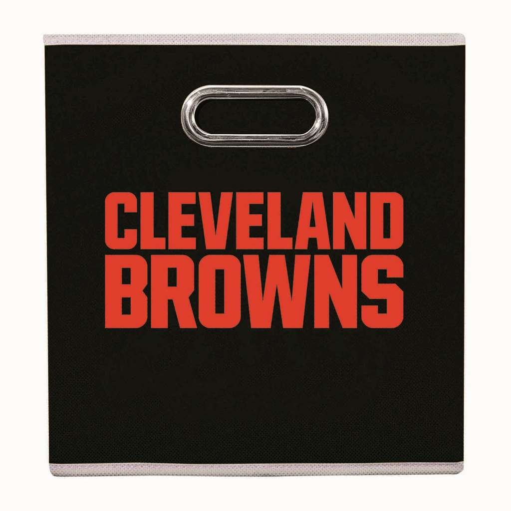 Franklin Sports Nfl Cleveland Browns Collapsible Storage Bin - Nfl Folding Cube Storage Container - Fits Bin Organizers - Fabric