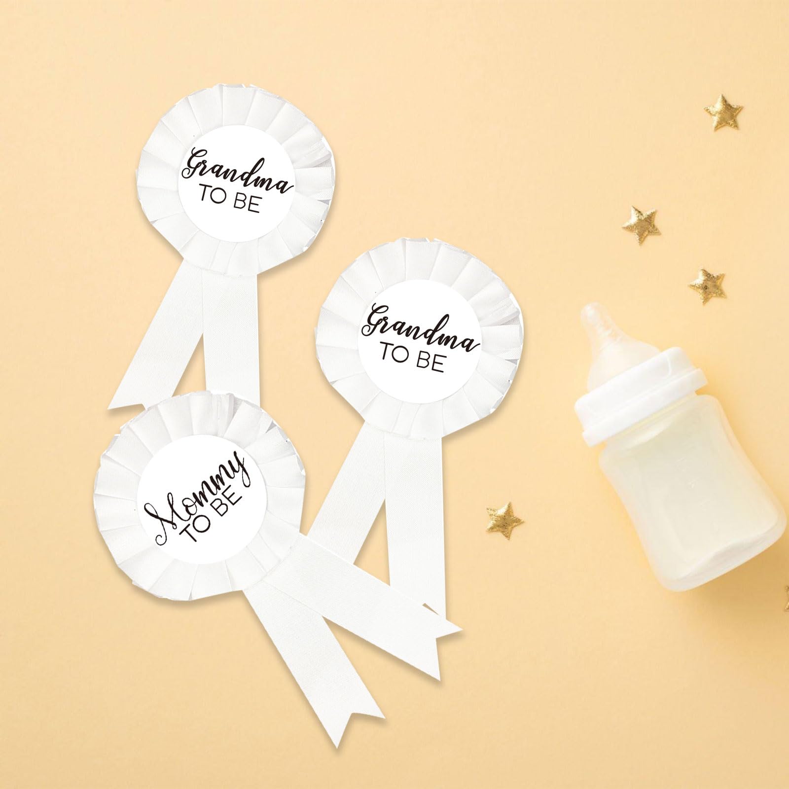 1 Mommy To Be Tinplate Badge Pin Neutral, 2 Badges For Grandmas To Be - Baby Shower Button New Mom Gifts Gender Reveals Party Ba