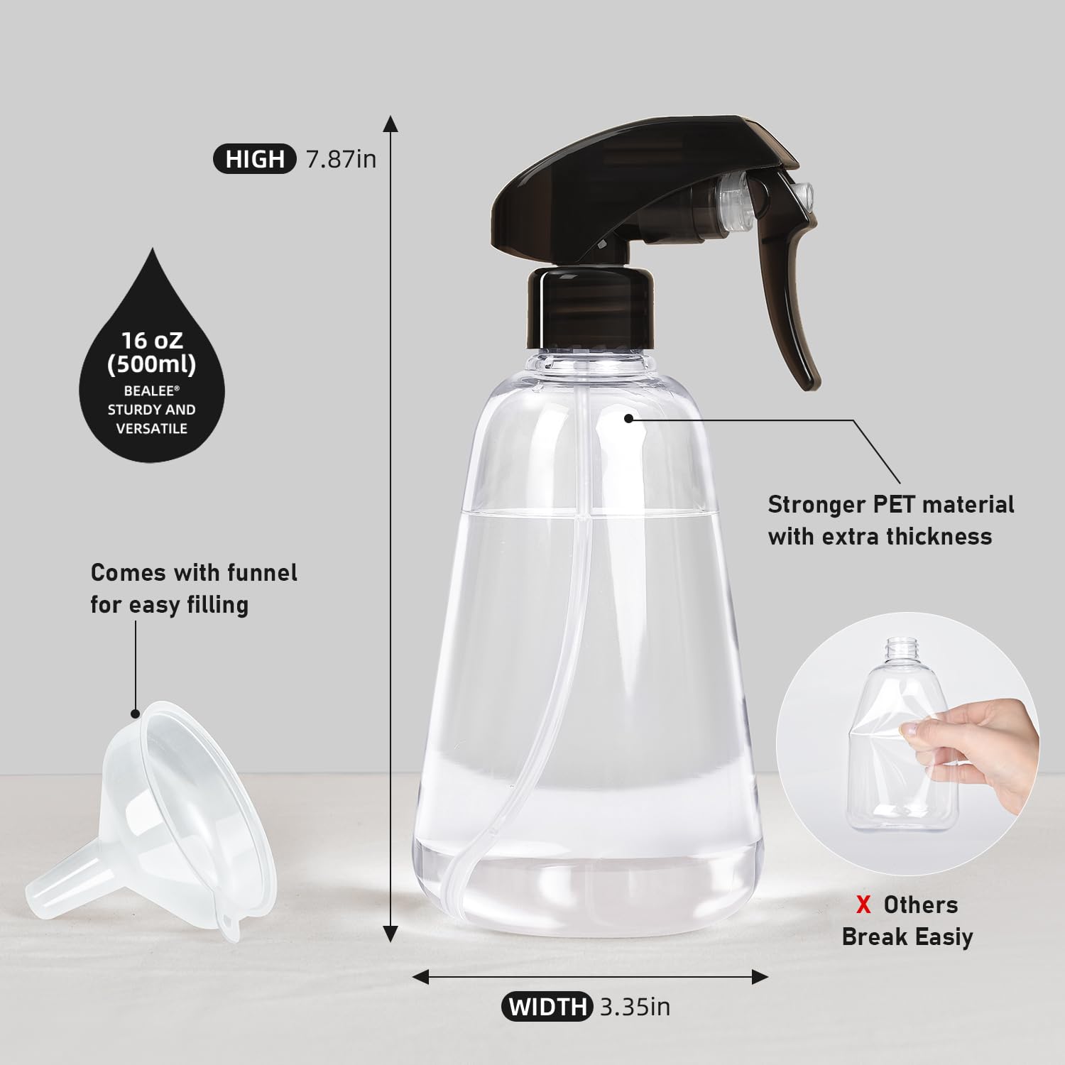 Spray Bottle 2 Pack, 16Oz - Ultra Fine Mist, Plant Mister Hair Misting Empty Spray Bottles Indoor, Leak Proof Water Sprayer For