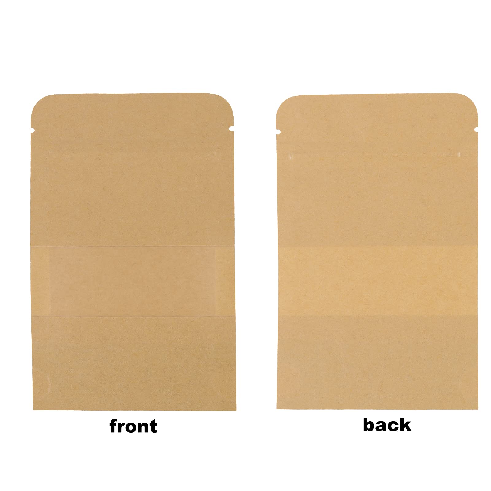 Sheutsan 500 Pack Kraft Bags With Window, 3.5 X 5.5 Inches Stand Up Storage Pouches Ziplock Sealing Packaging Paper Bag Resealab